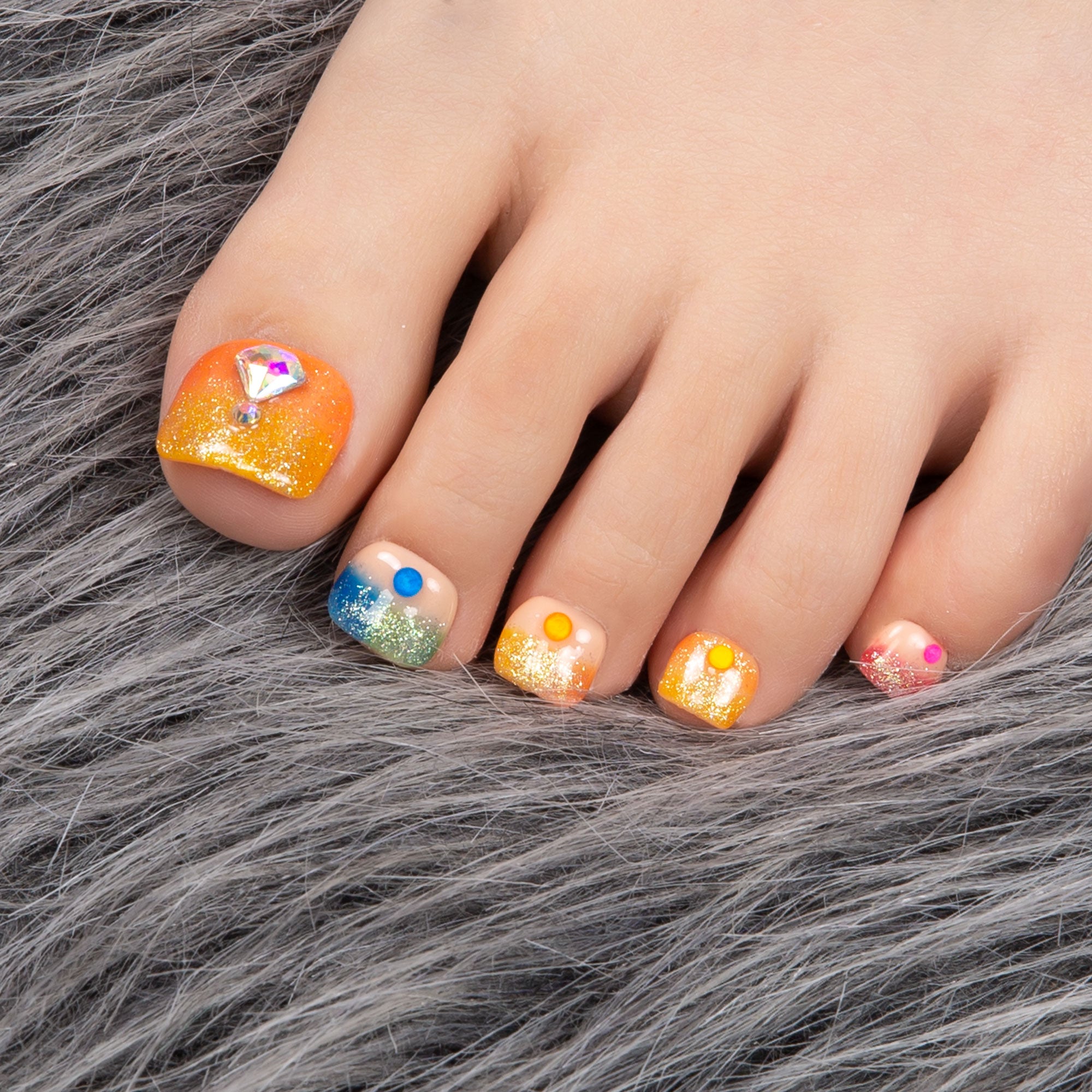 Rainbow Glass T252 Toe Nails- 20Pcs Free Size
