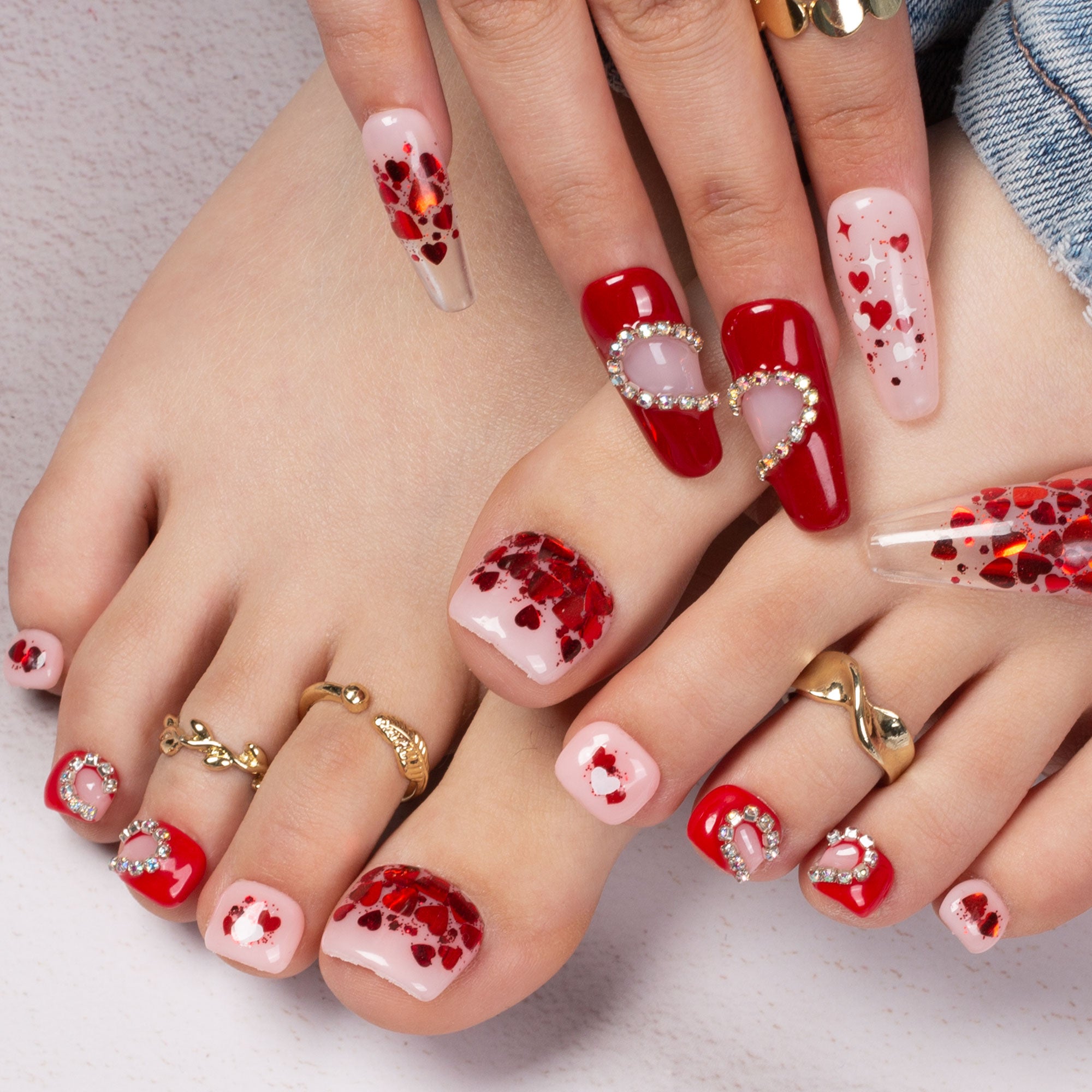 Valentine's Day Exclusive Combo Set Handmade Nails H154+T154
