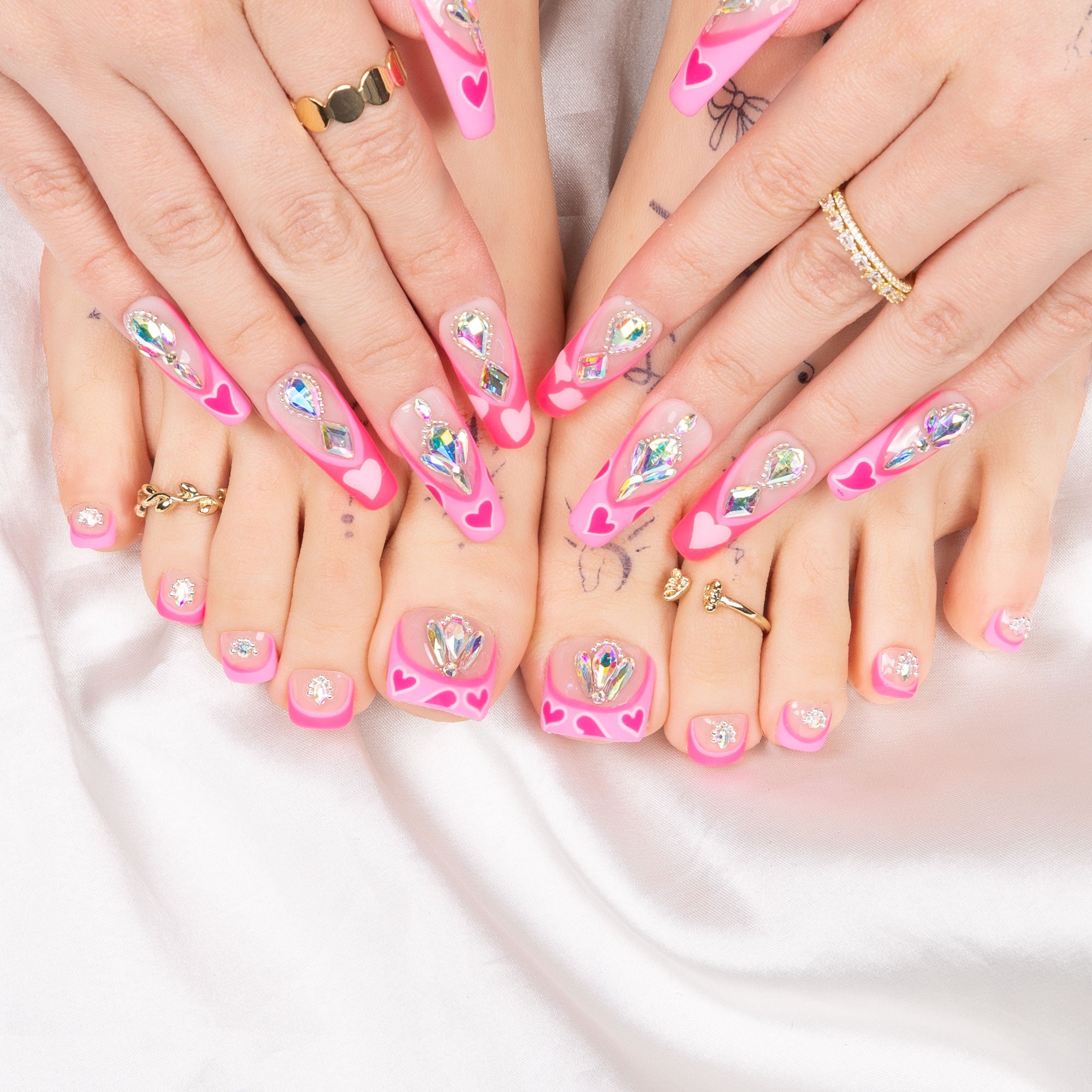 The Floating Romance French Tip Combo Set Handmade Nails H160+T160