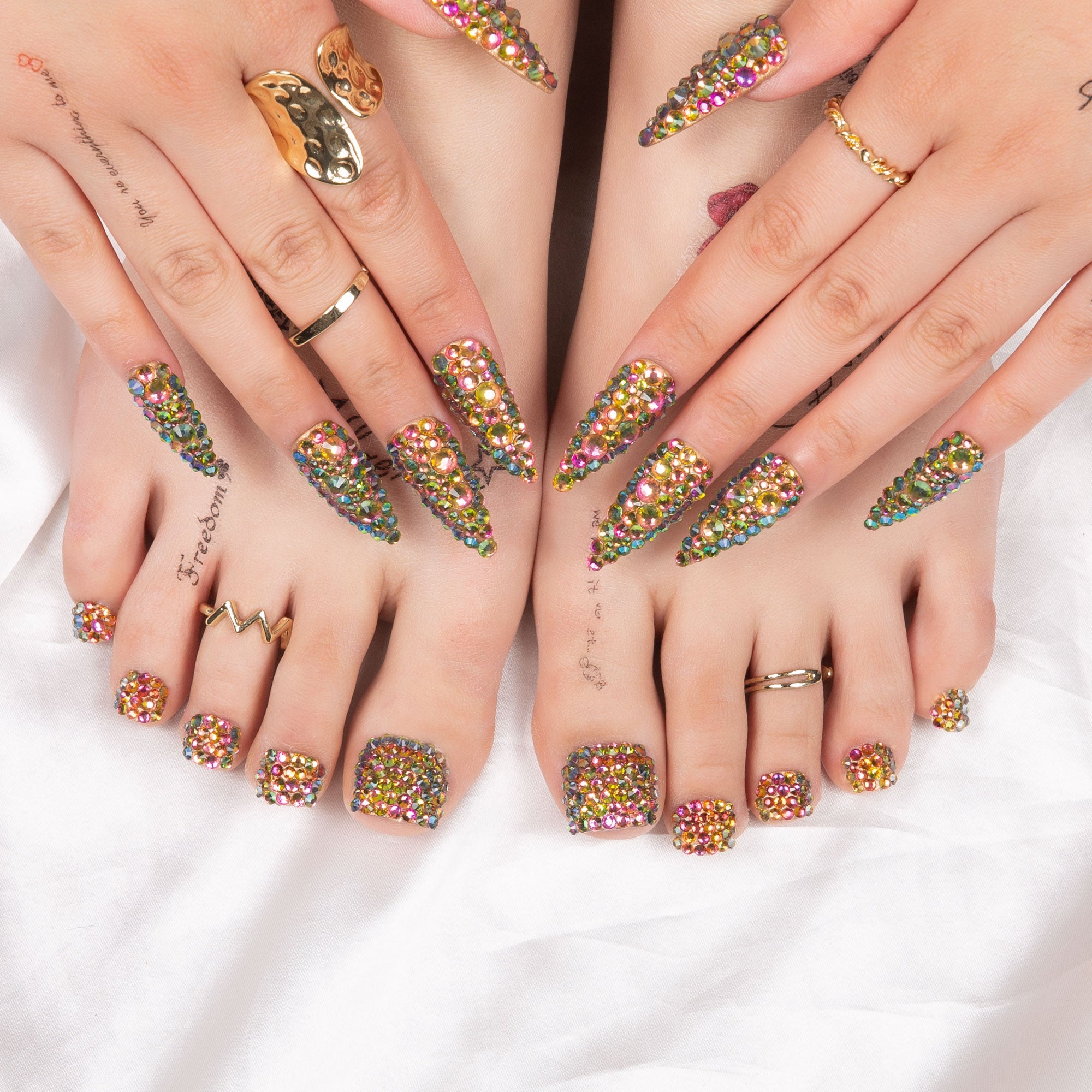 Classic Radiant Rhinestone Combo Set Handmade Nails H149+T149