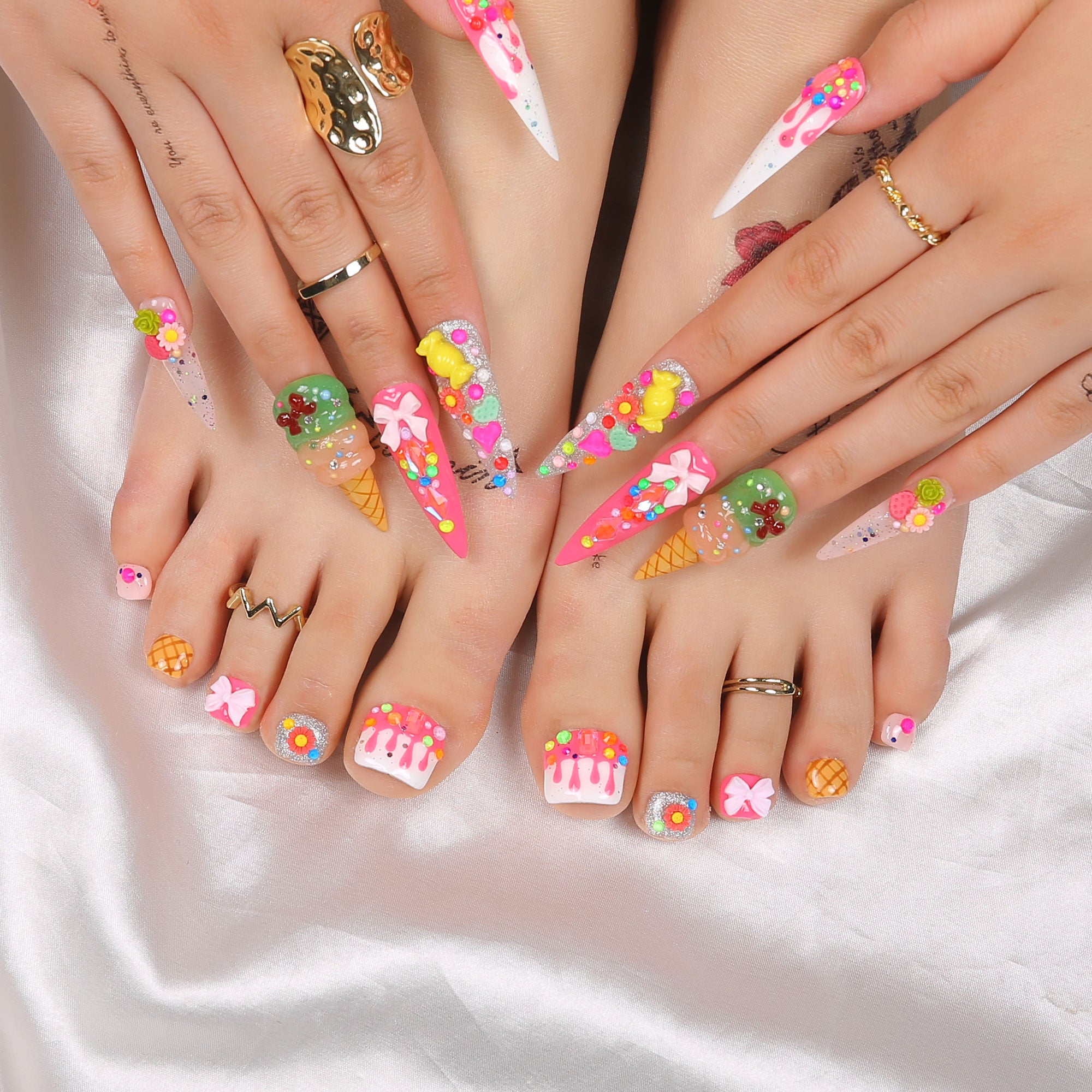Dripping Sweetness Combo Set Handmade Nails H248+T248