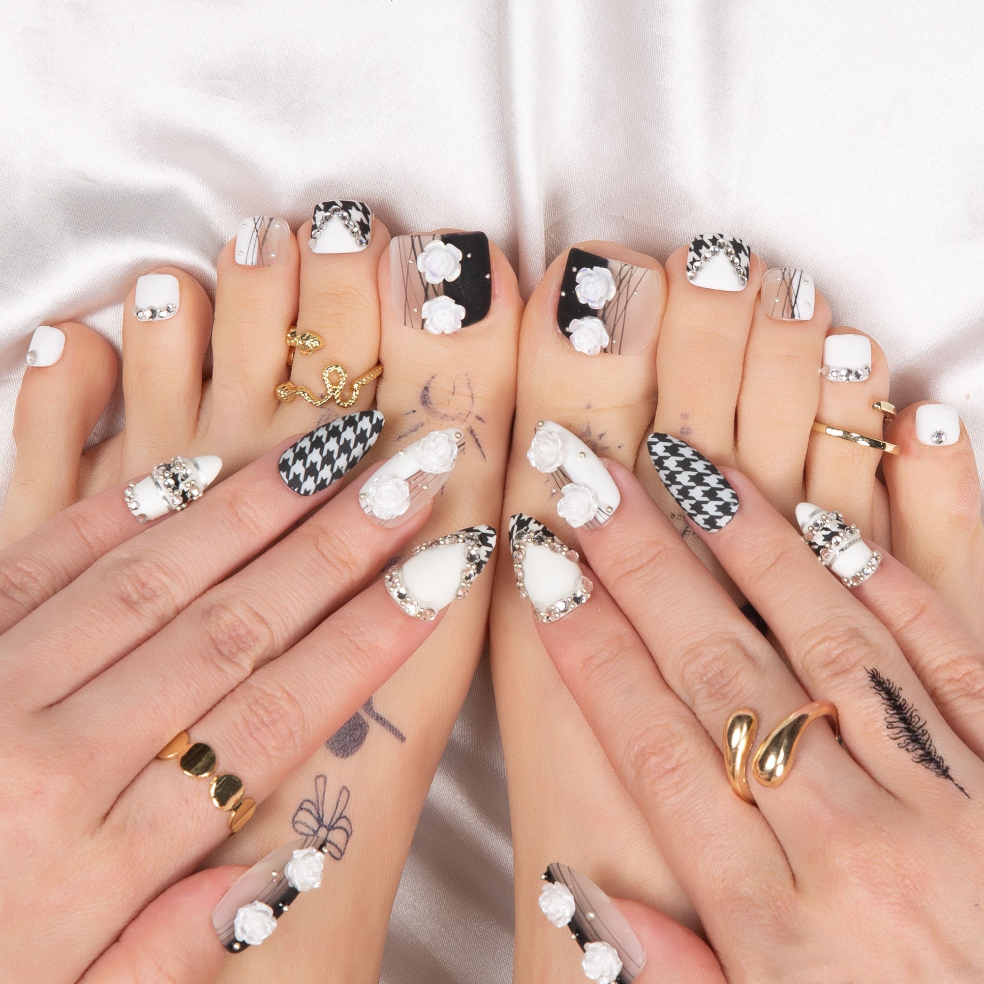Houndstooth Combo Set Handmade Nails H30+T30