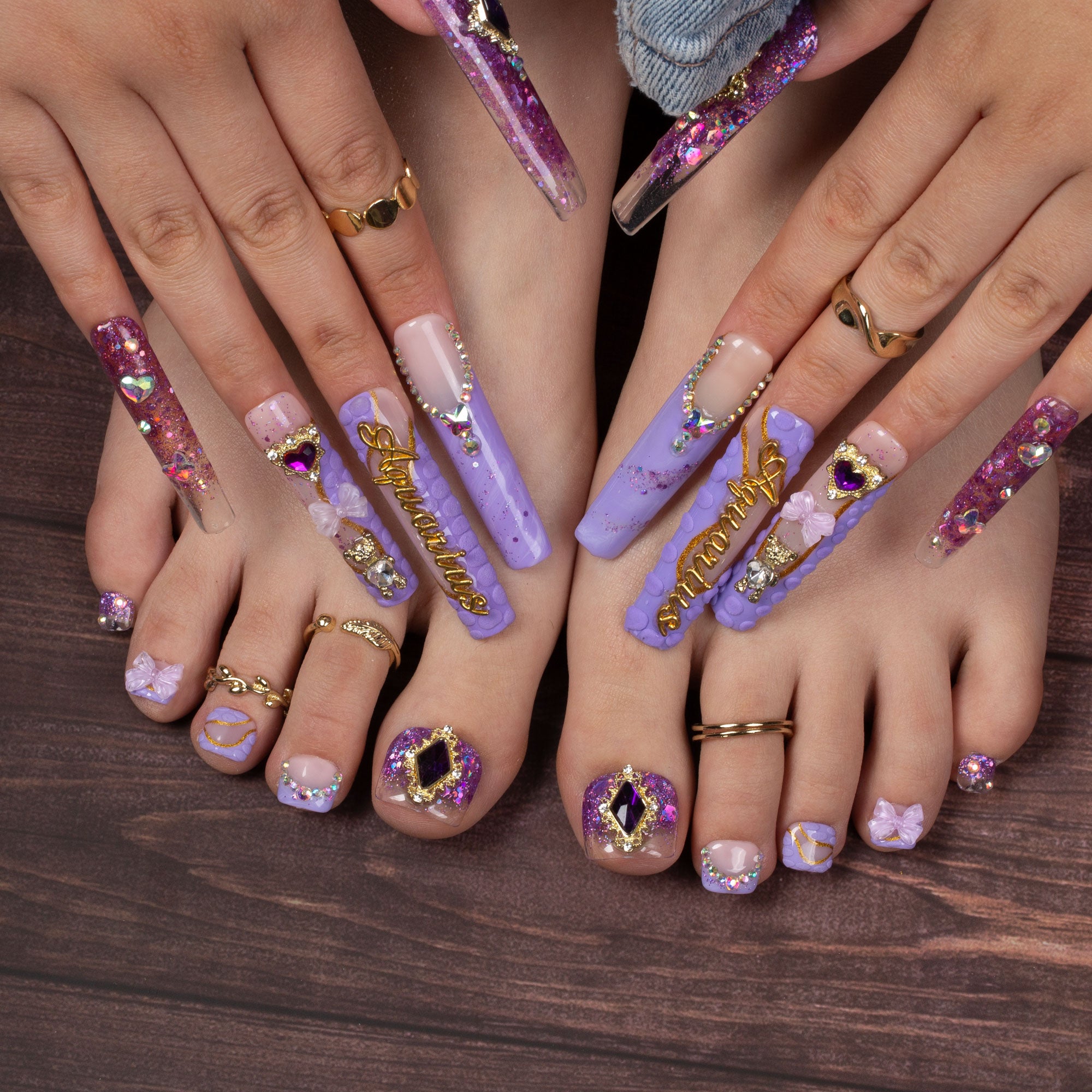 Aquarius Combo Set Handmade Nails H89+T89