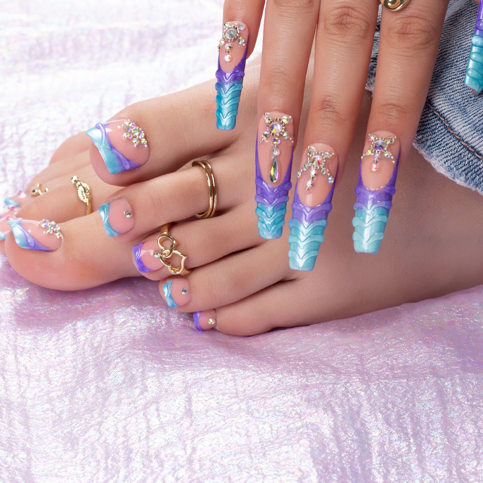 Mermaid Tail Combo Set Handmade Nails H44+T44