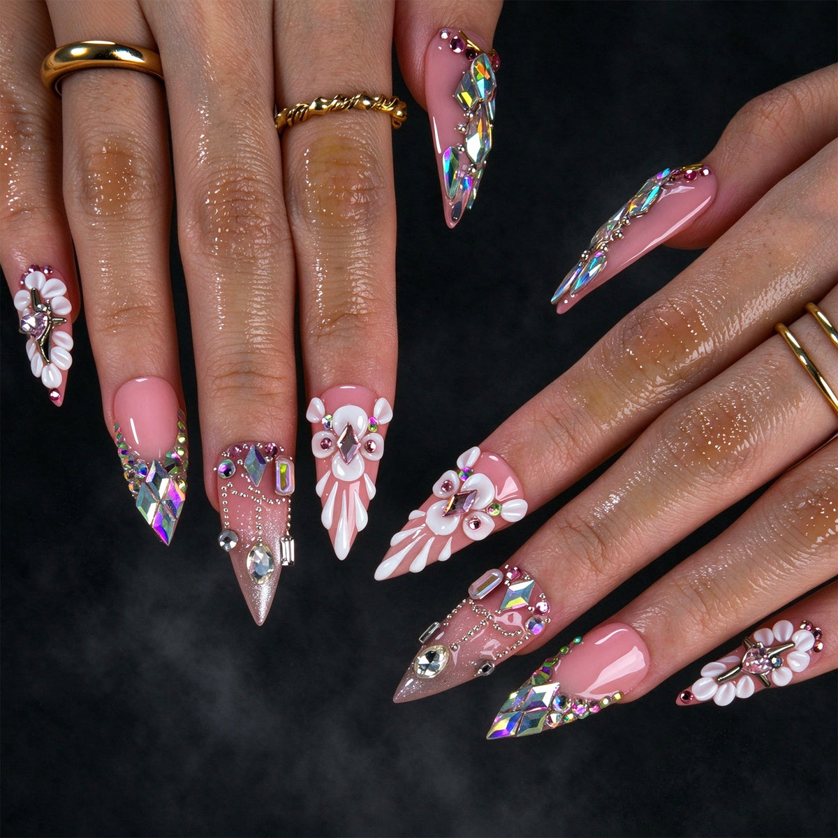 Celestial Crystal Handmade Nails H969