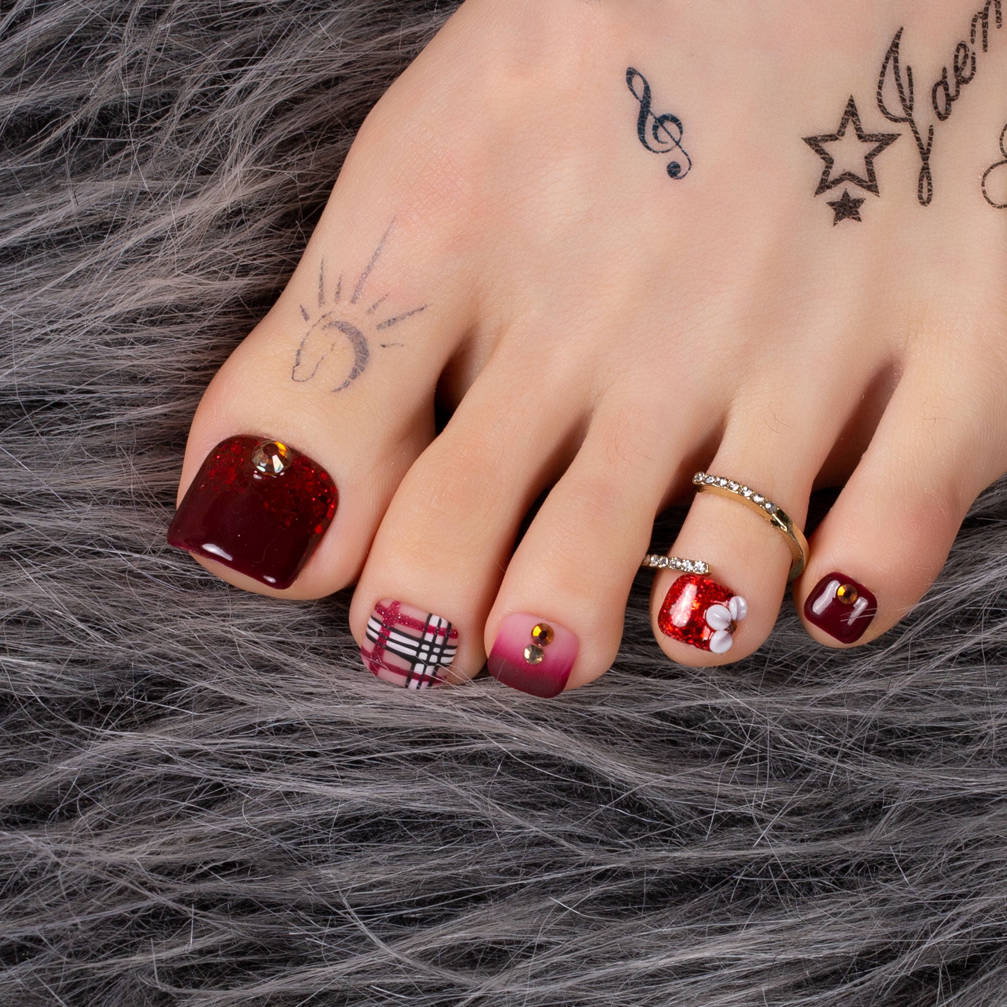 Crimson Charm T345 Toe Nails- 20Pcs Free Size