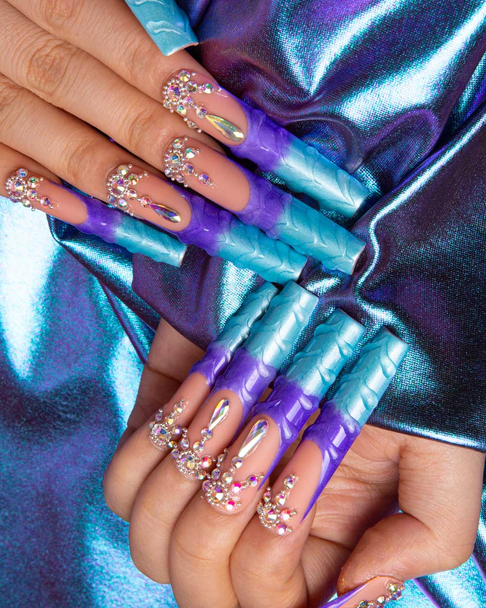 Mermaid Tail Handmade Nails 24pcs H44