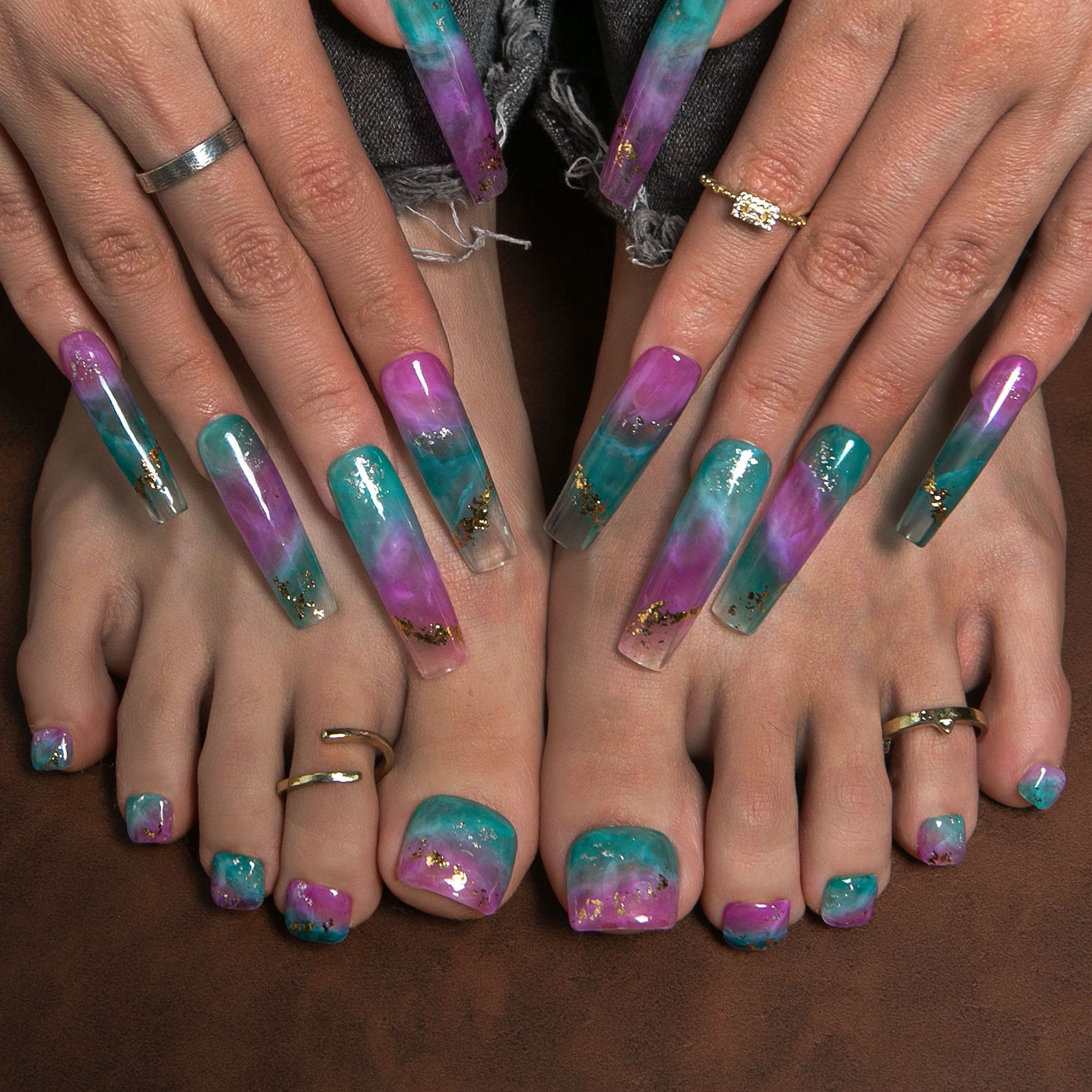 Mystic Amethyst Combo Set Handmade Nails H450+T450
