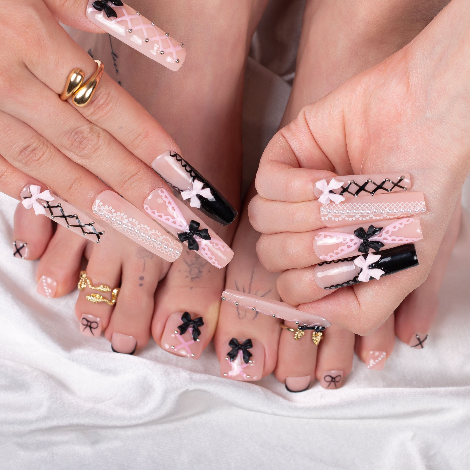 Pink Fantasy Combo Set Handmade Nails H237+T237