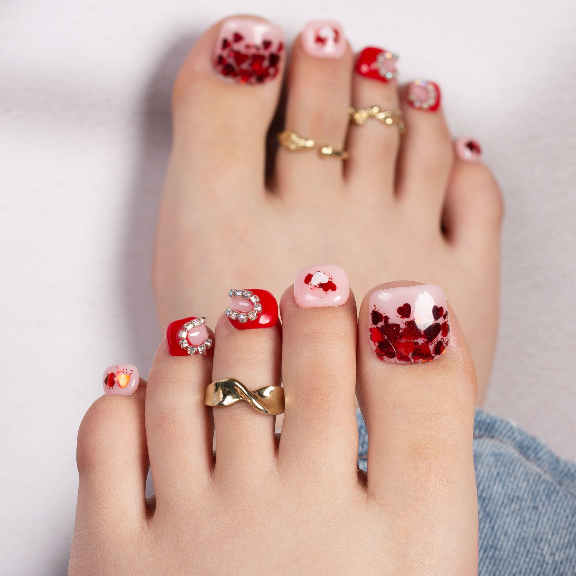 Valentine's Day Exclusive T154 Toe Nails- 20Pcs Free Size