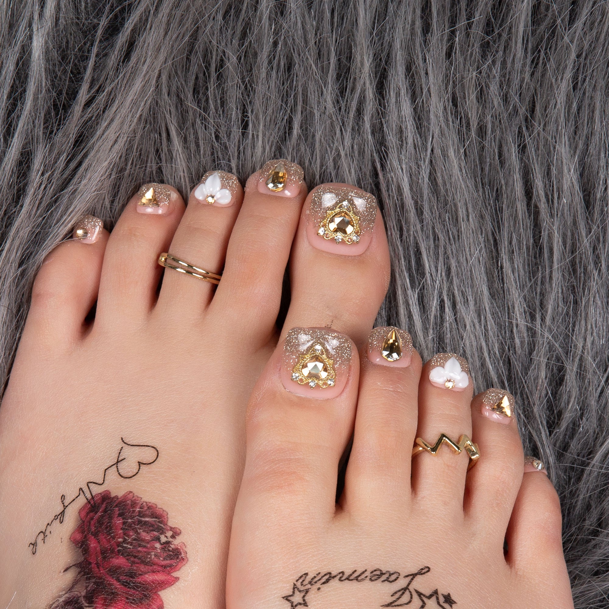 Champagne Gold T238 Toe Nails- 20Pcs Free Size