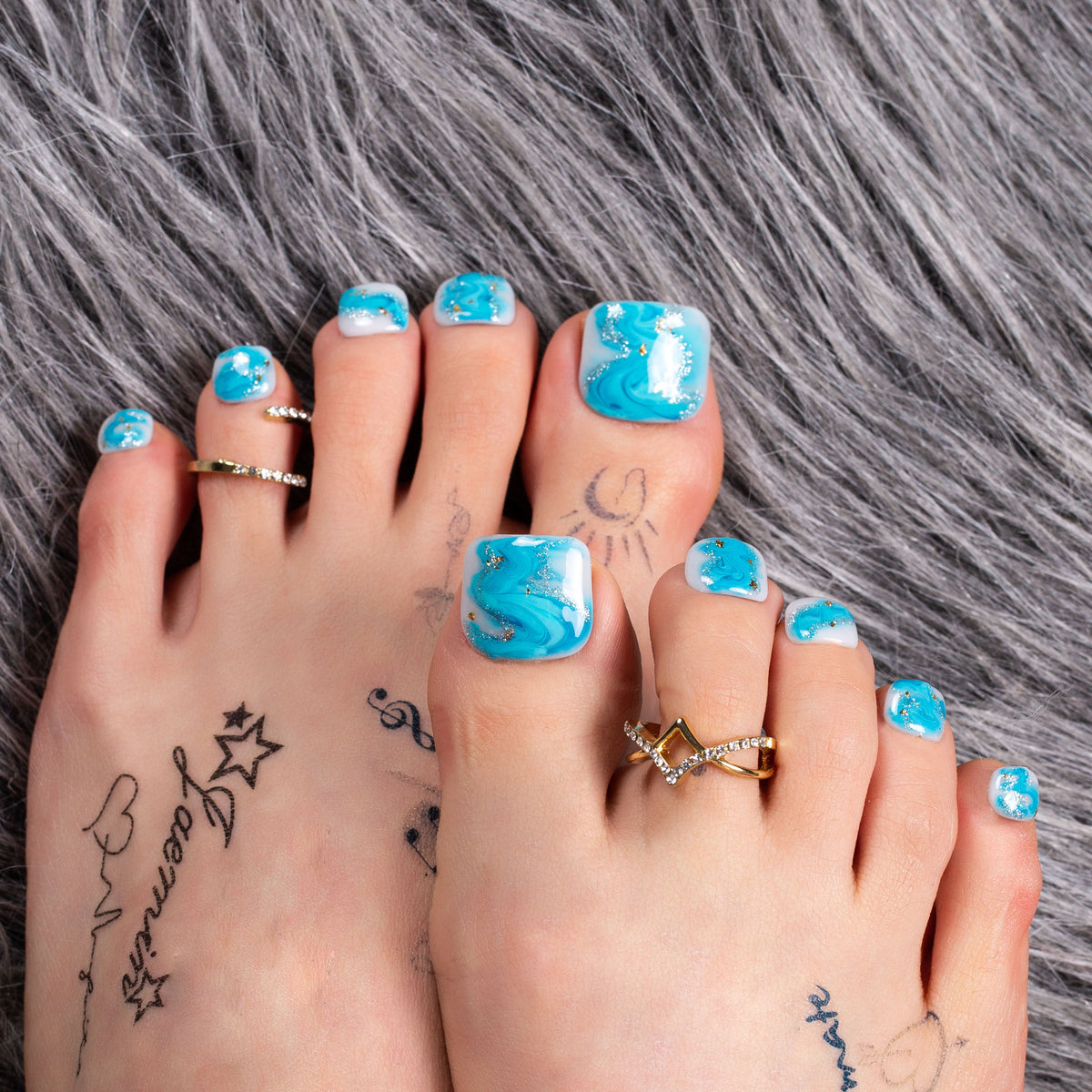 Blue Bay Wave Blue T63 Toe Nails- 20Pcs Free Size