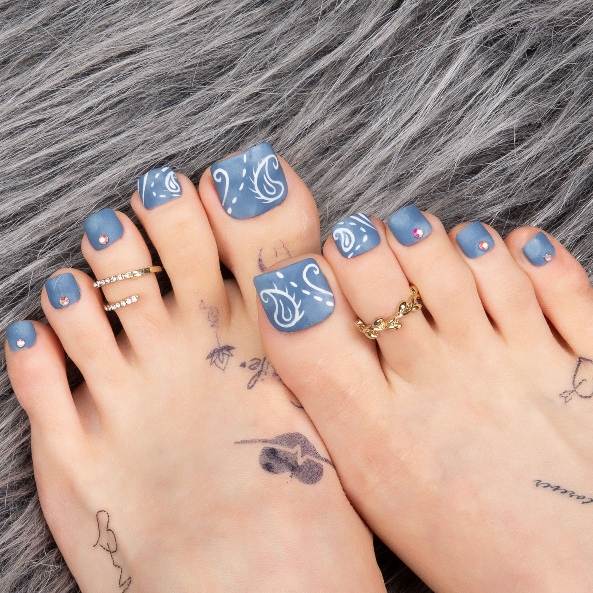 Denim Seraph Blue T194 Toe Nails- 20Pcs Free Size