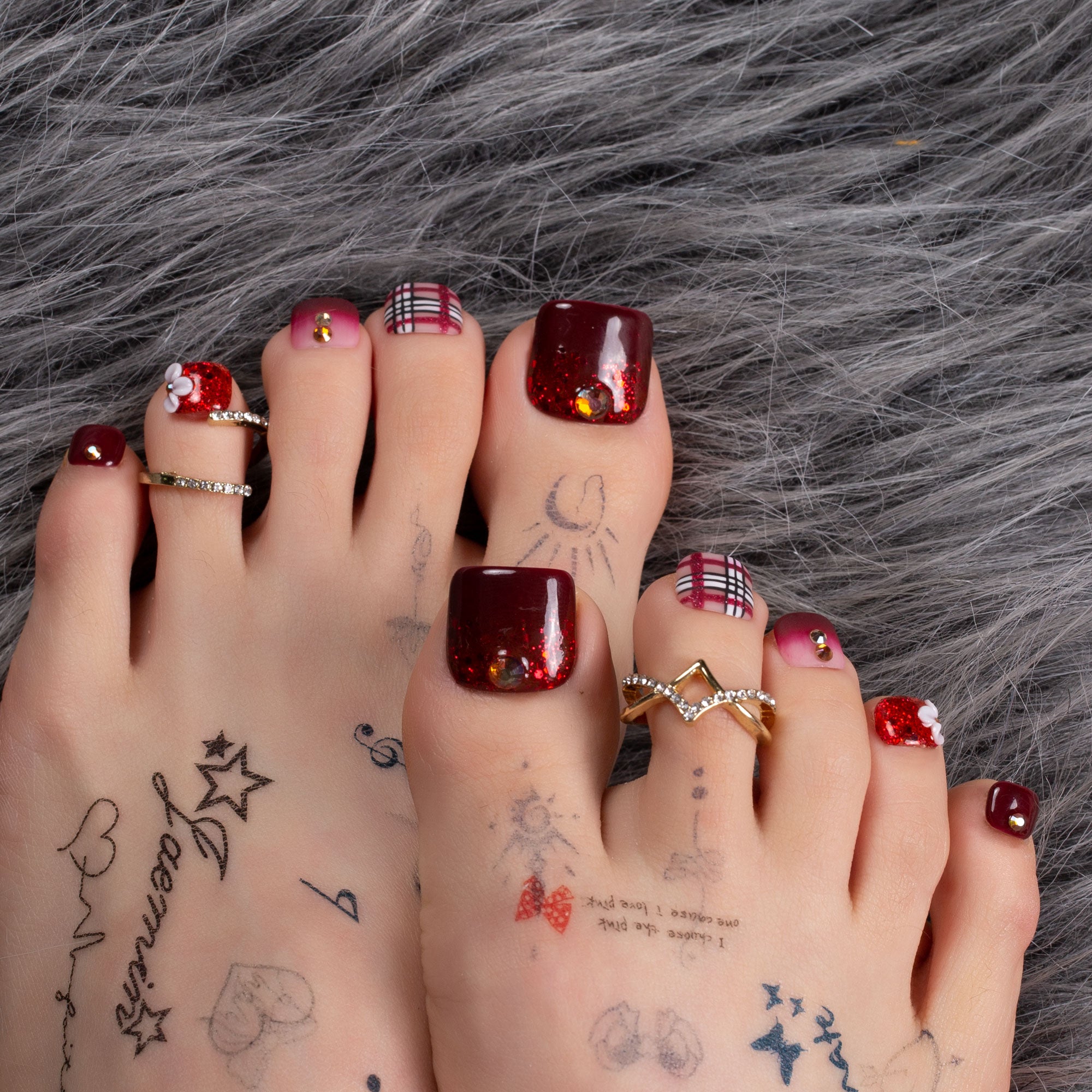 Crimson Charm T345 Toe Nails- 20Pcs Free Size