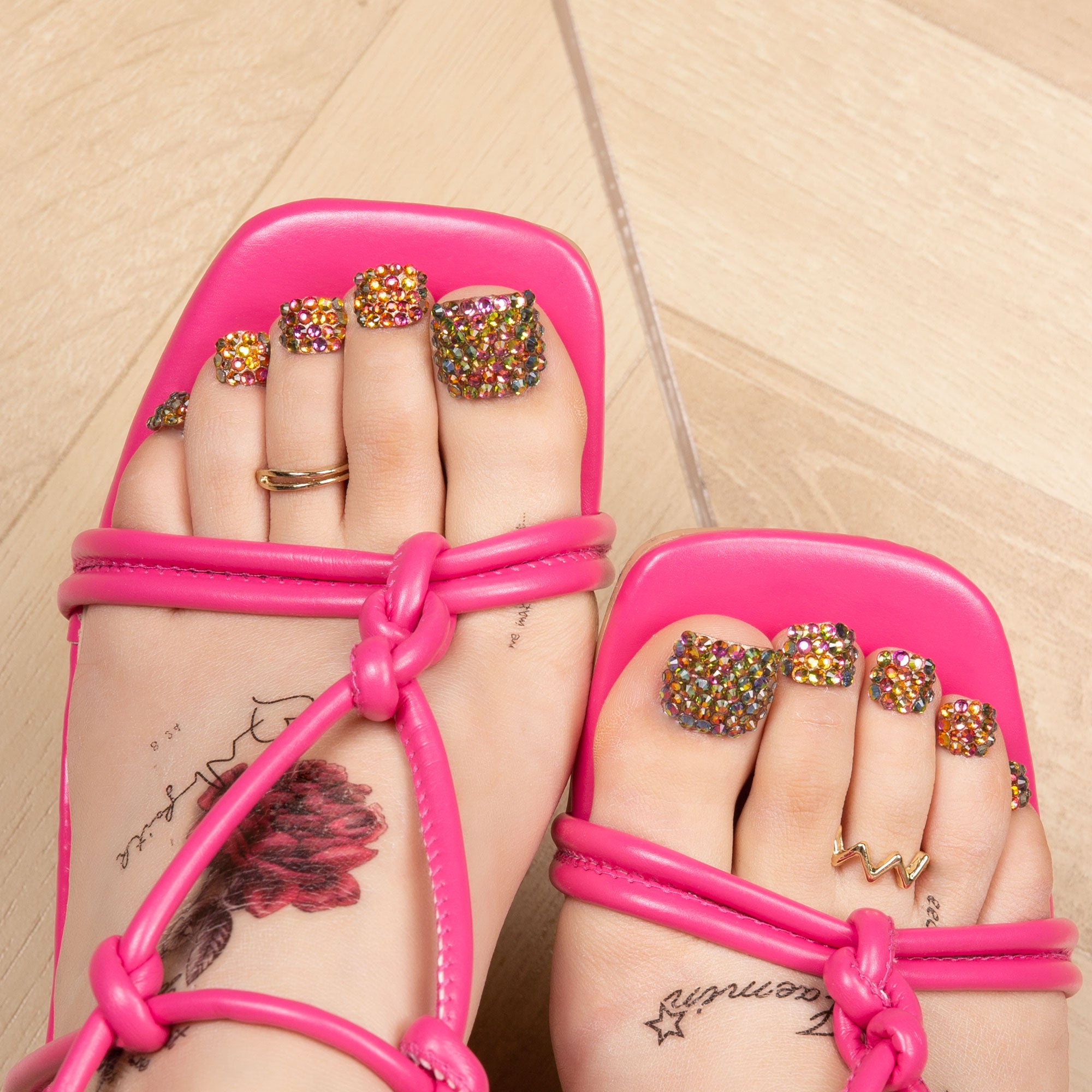 Classic Radiant Rhinestone T149 Toe Nails- 20Pcs Free Size