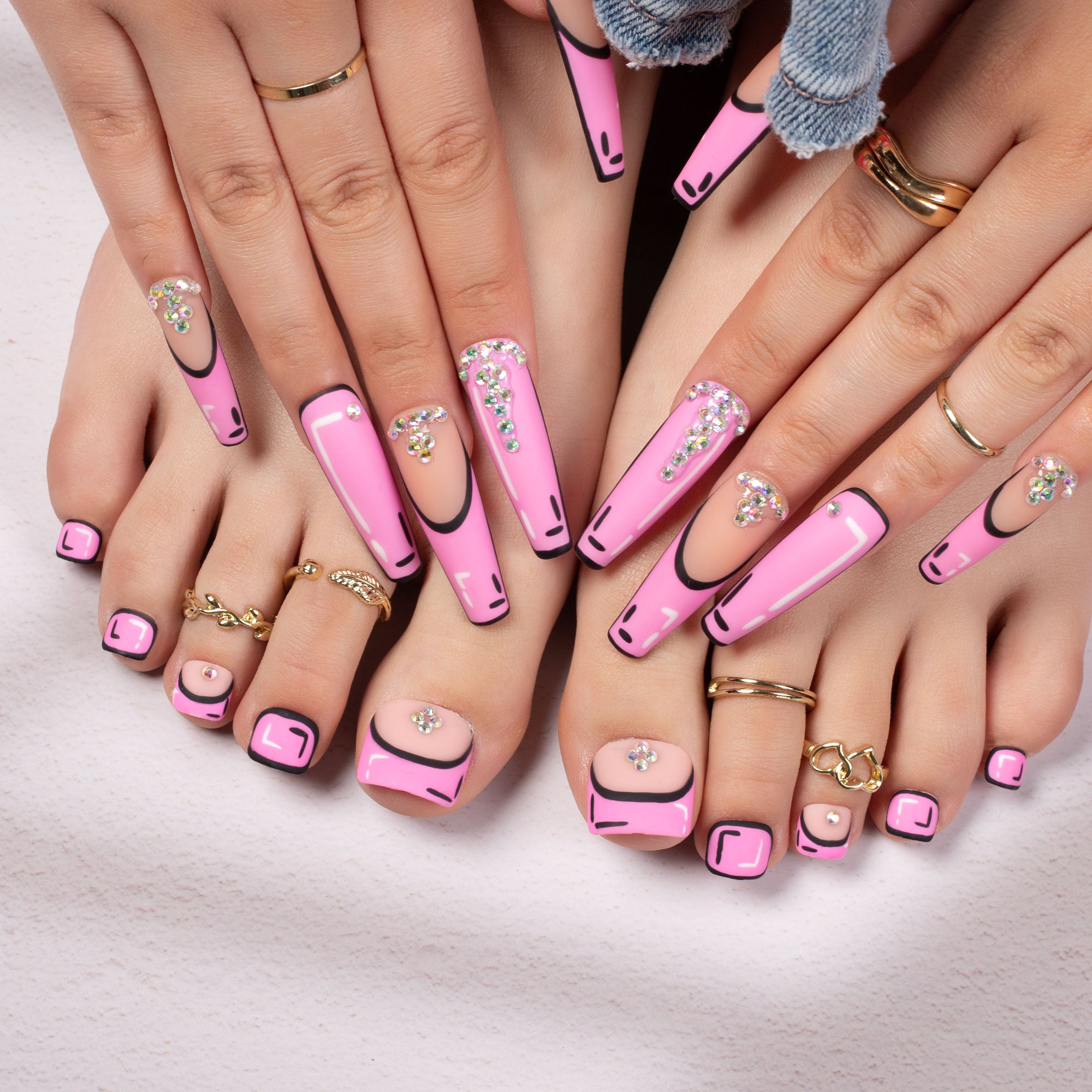 Pop Art French Tip Combo Set Handmade Nails H81+T81