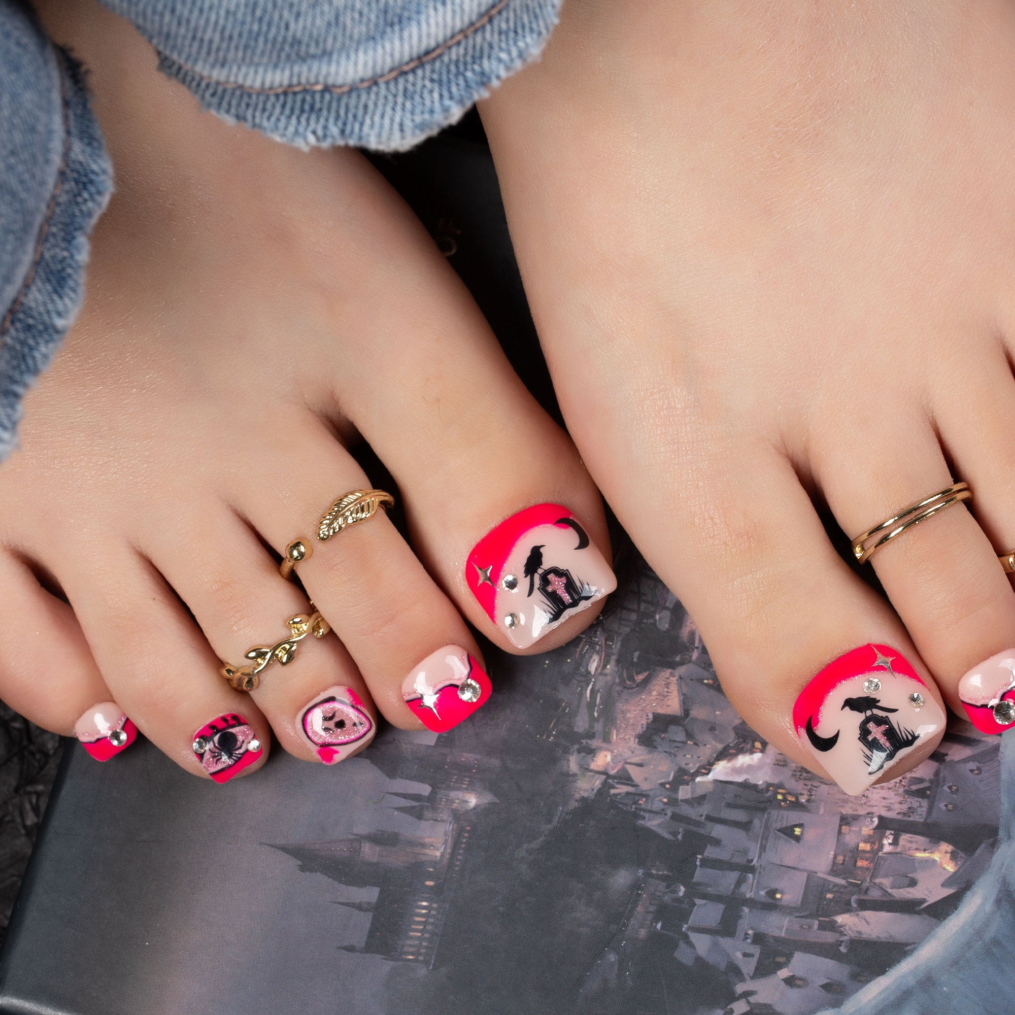 Pink Scream T338 Toe Nails- 20Pcs Free Size