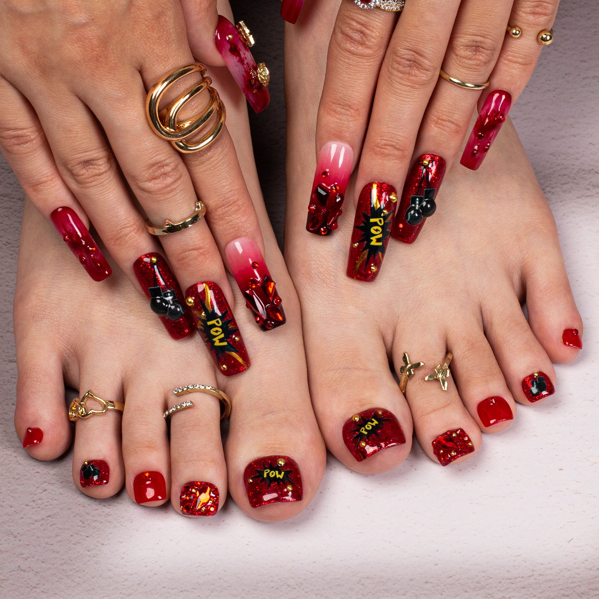 Fight Like a Girl Combo Set Handmade Nails H490+T490