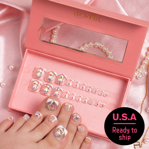 T36 - Aurora Light - 20 Pcs FREE SIZE Toe Nails - RTS