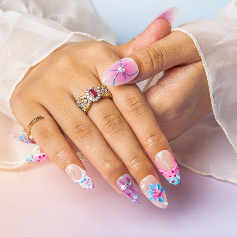 Mermaid’s Mood Handmade Almond Nails H549 RTS