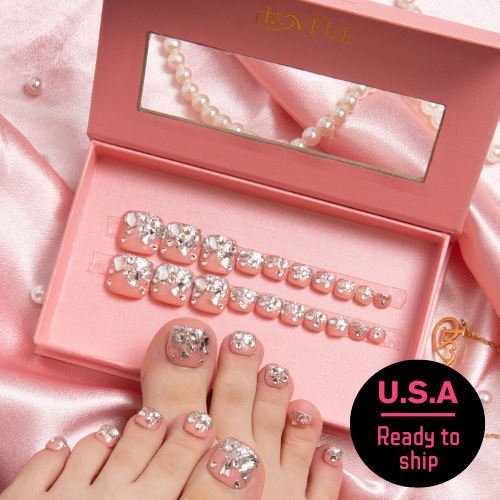 T126 - Silver Wind - 20 Pcs FREE SIZE Toe Nails - RTS