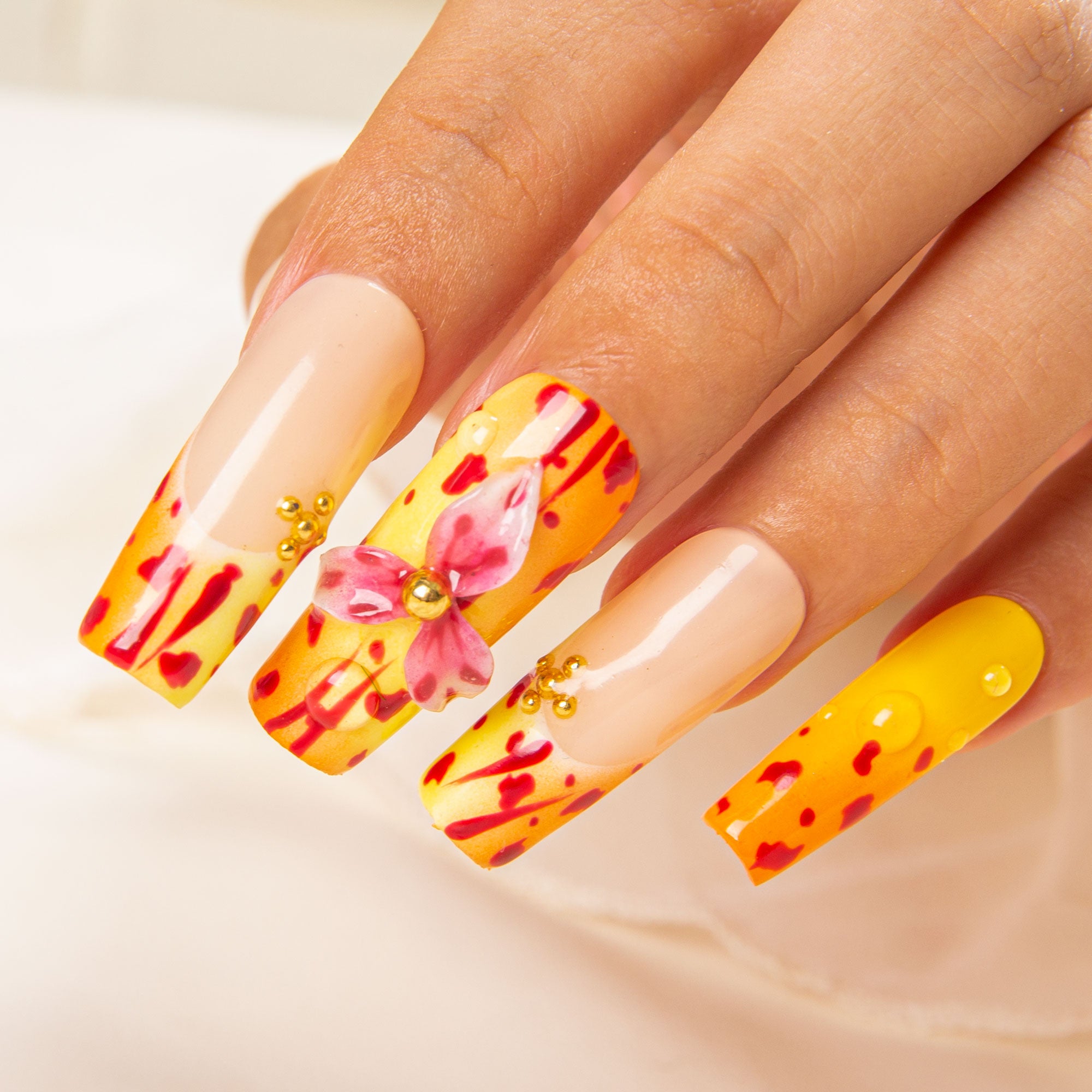 Coral Crush Handmade Square Nails H553 RTS