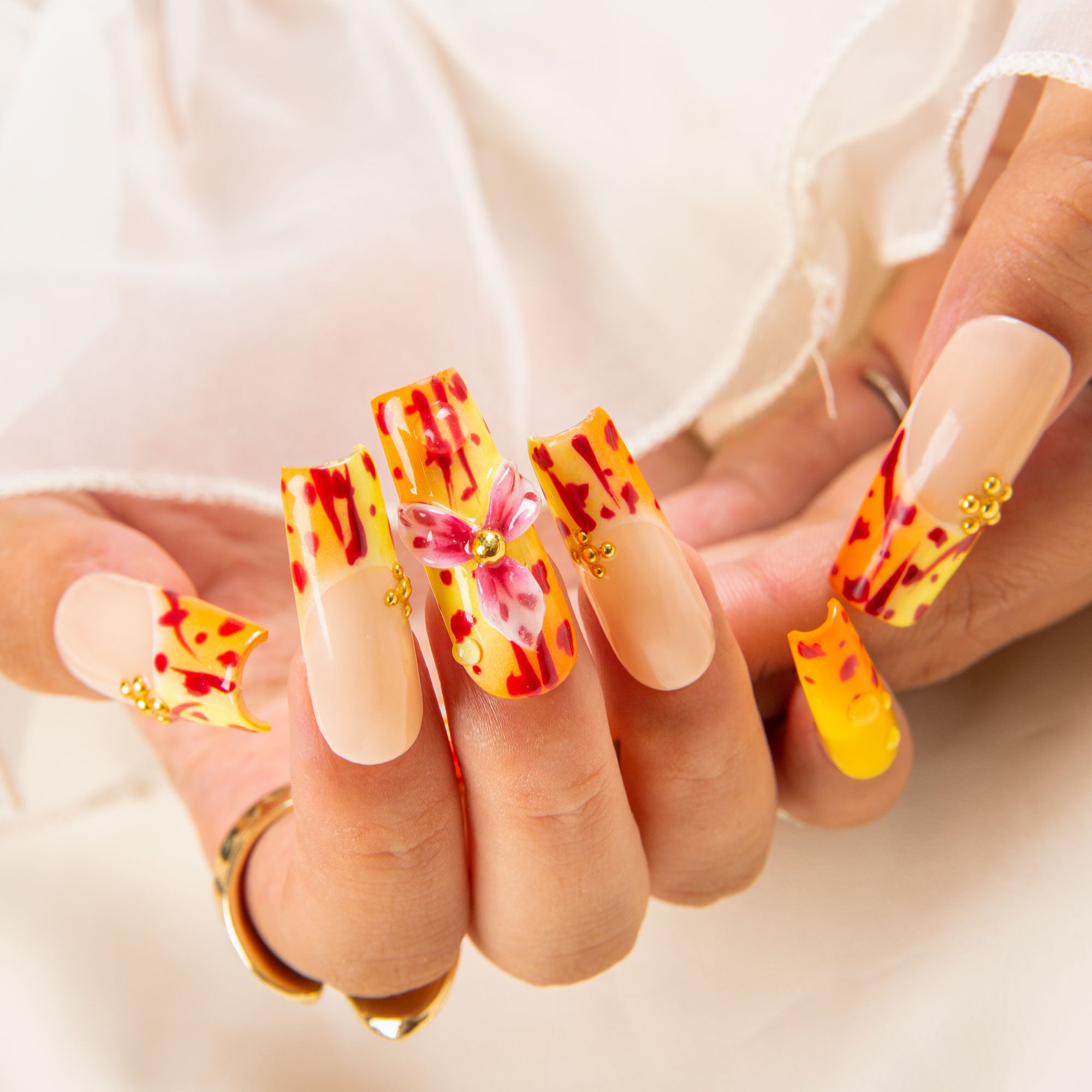 Coral Crush Handmade Square Nails H553 RTS