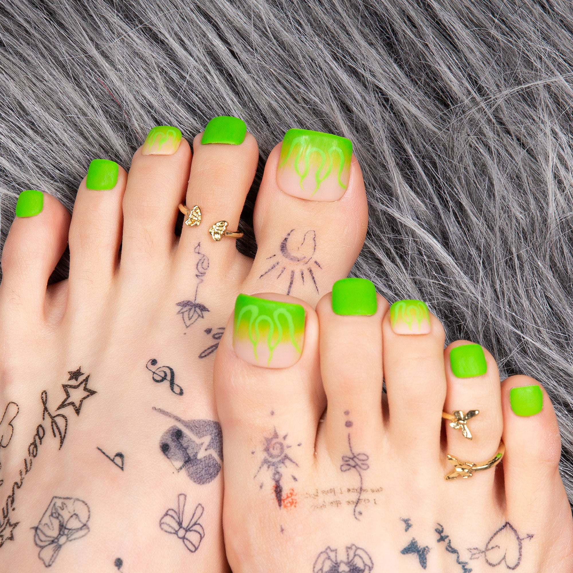 Neon Inferno T443 Toe Nails - 20Pcs Free Size