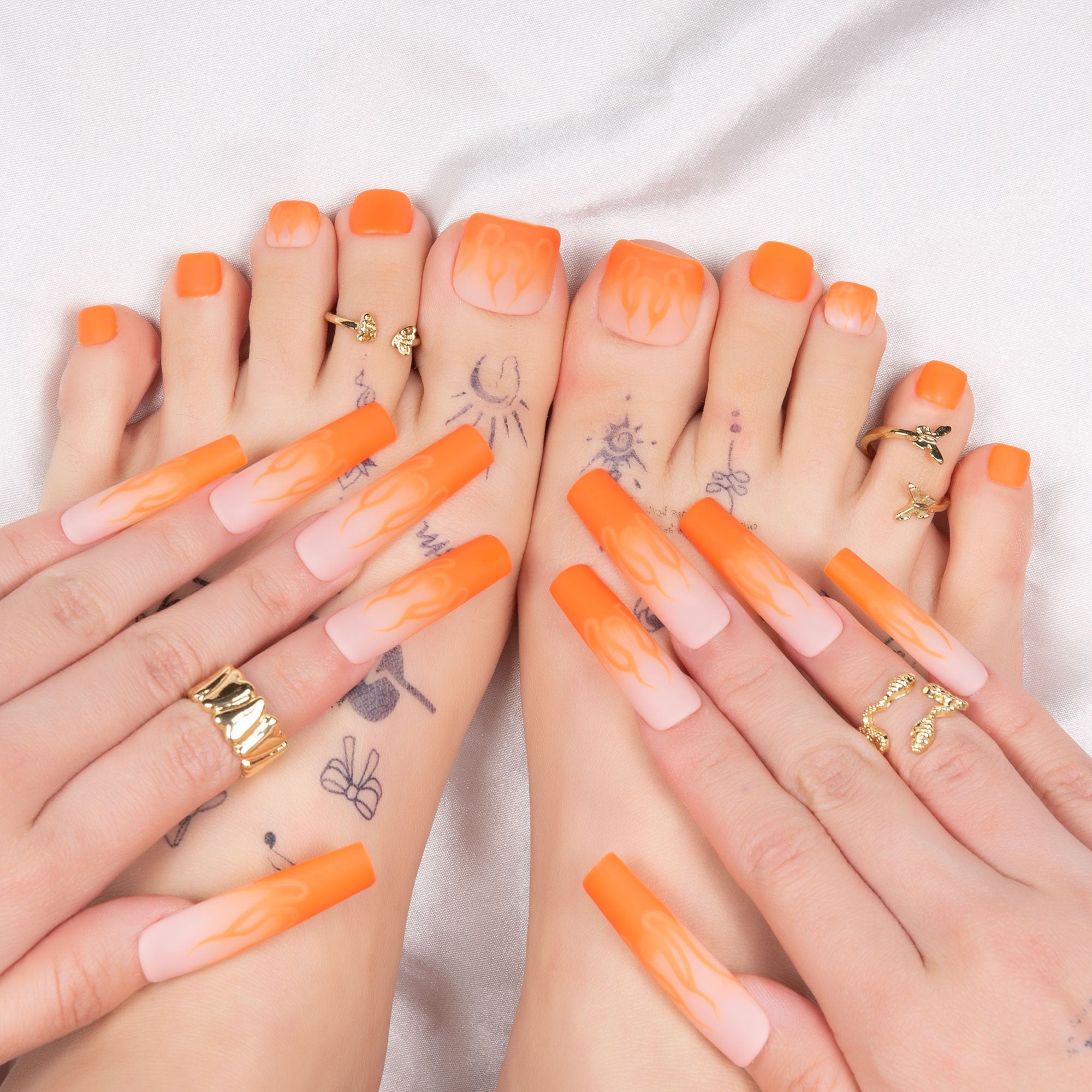 Burning Desire Combo Set Handmade Press on Nails H444+T444