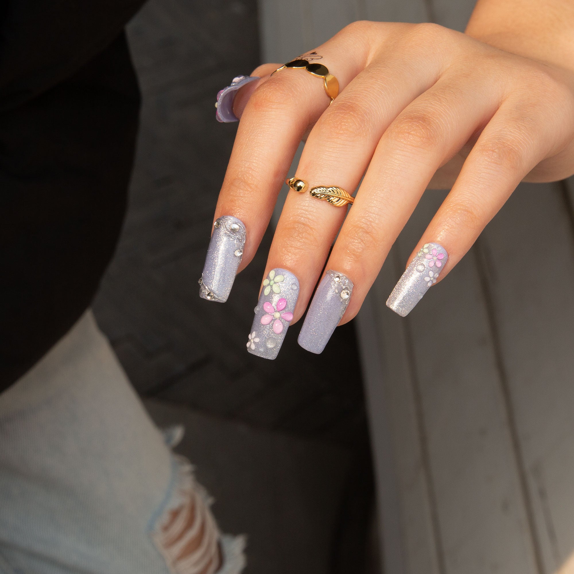 Misty Lilac Bloom Handmade Nails H439
