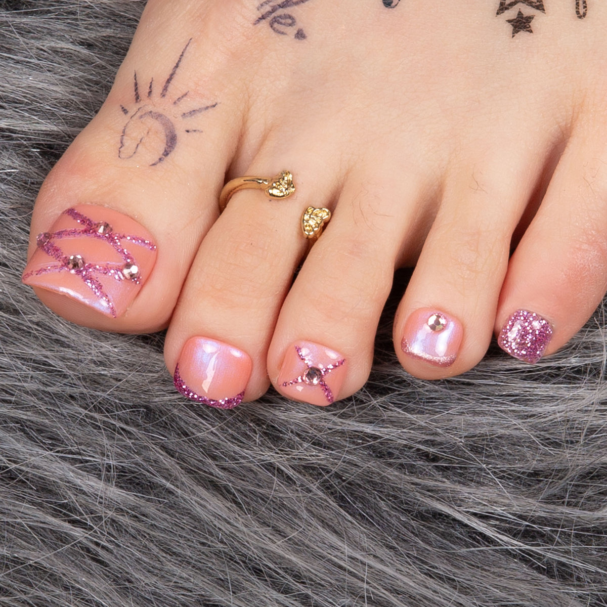 Pink Mermaid T33 Toe Nails- 20Pcs Free Size