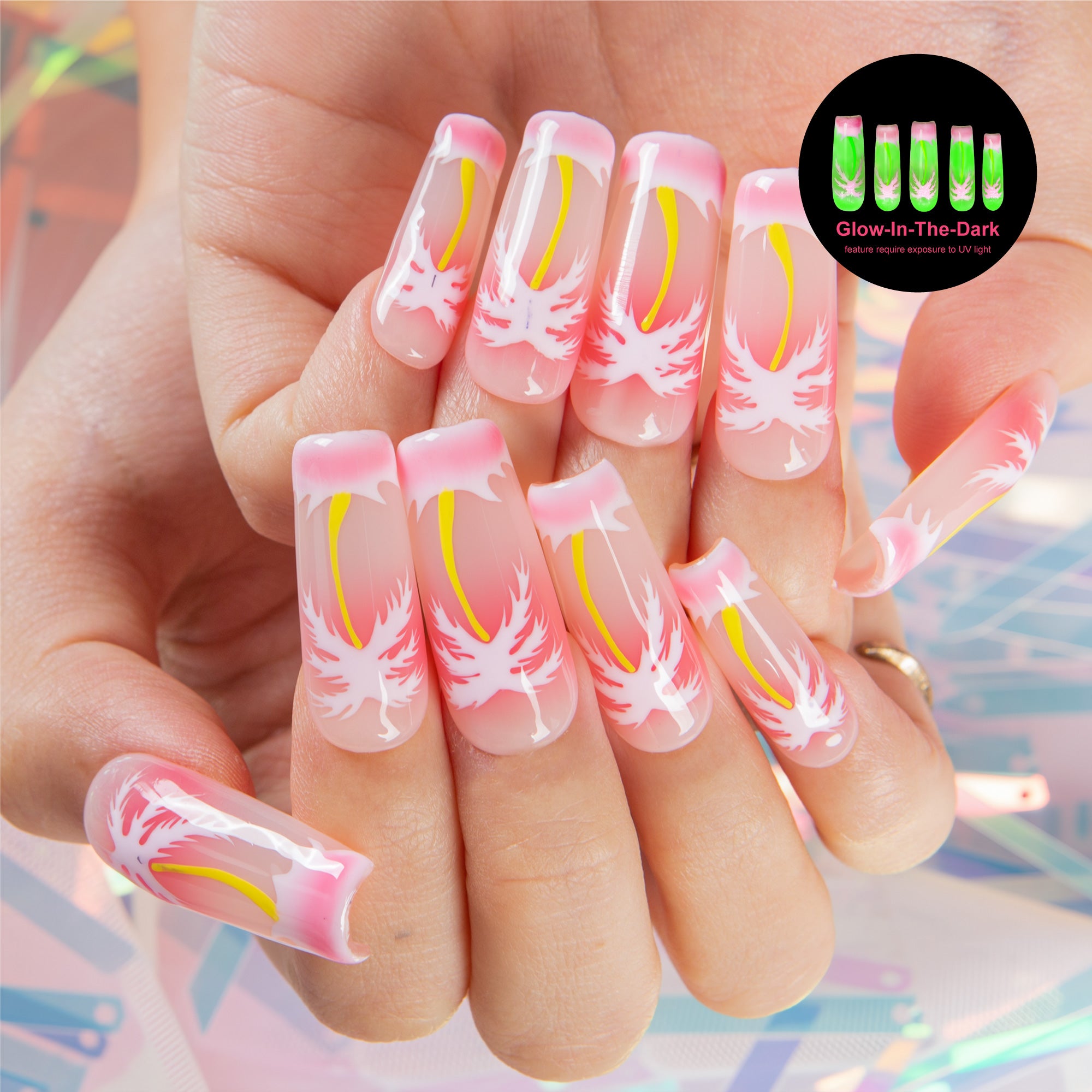 Bubble Pop Electric Handmade Nails GLOW IN THE DARK H625