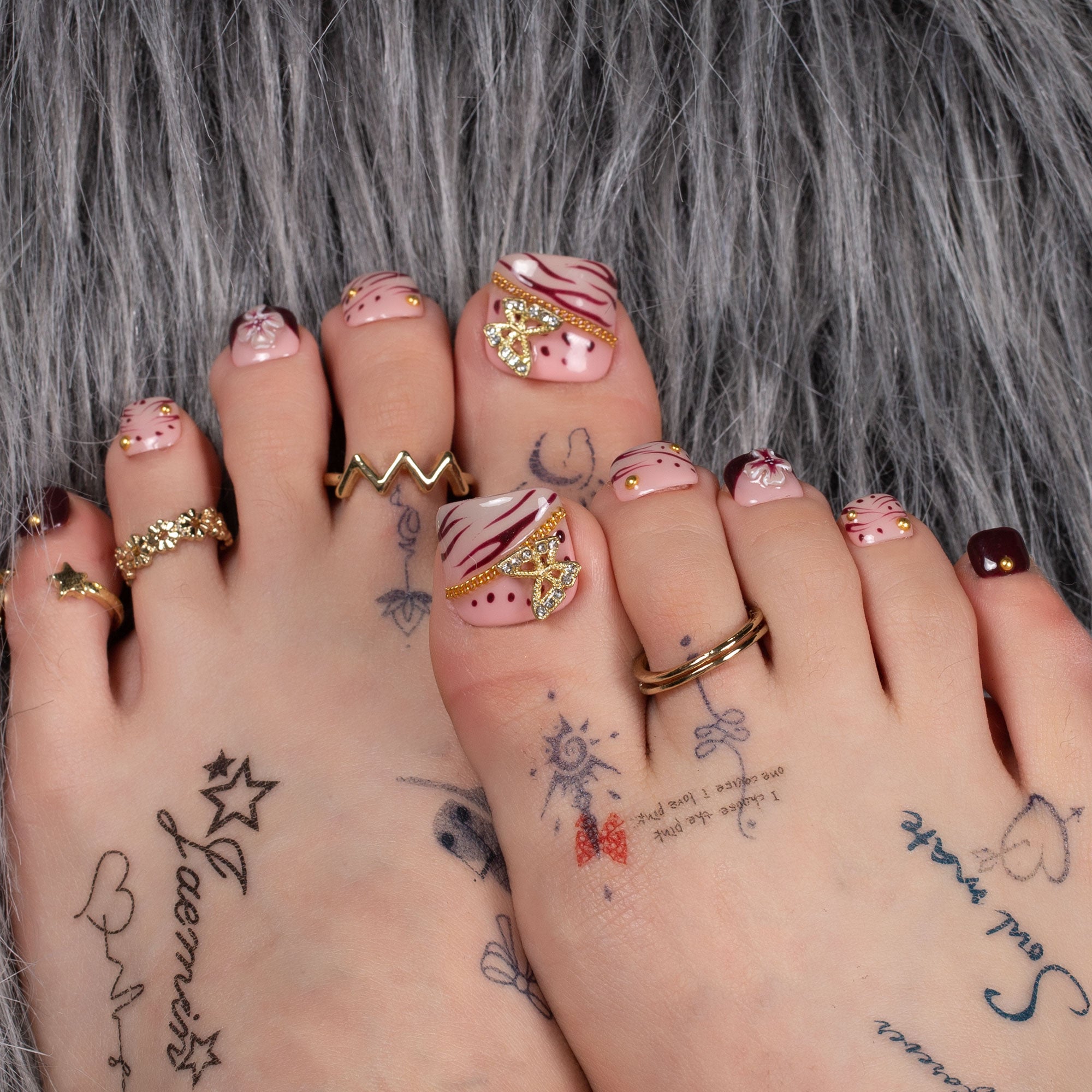 Mystic Garden T329 Toe Nails- 20Pcs Free Size