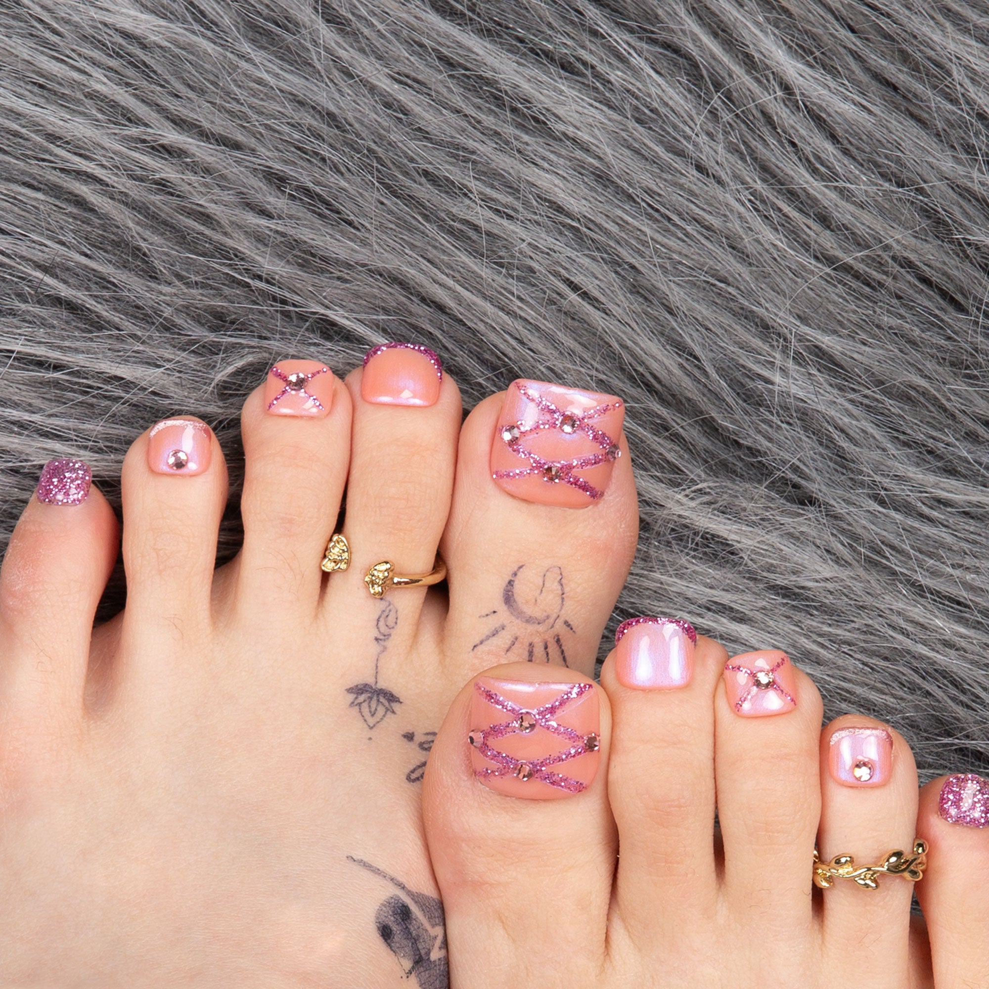 Pink Mermaid T33 Toe Nails- 20Pcs Free Size