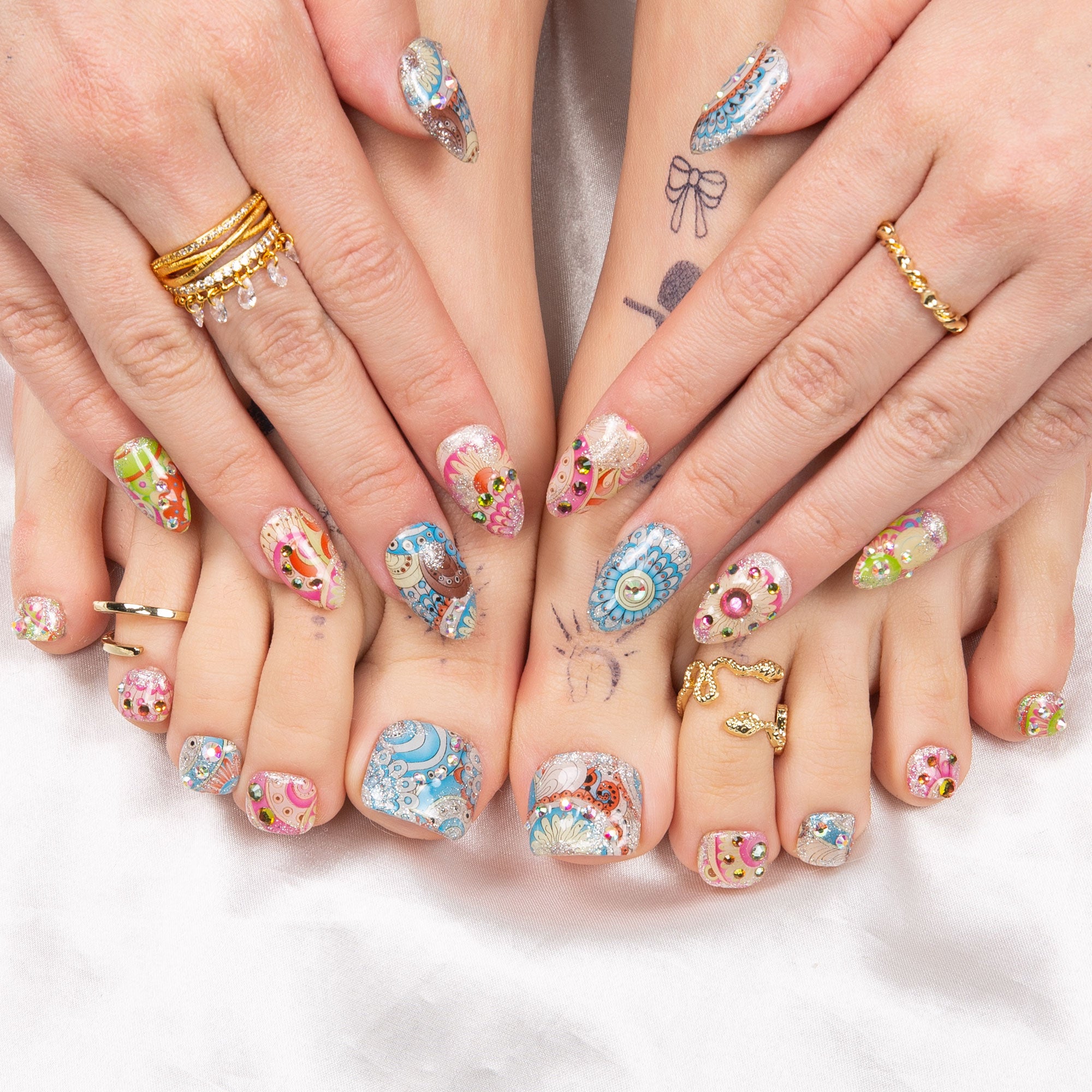 Boho Rhapsody Combo Set Handmade Nails H57+T57