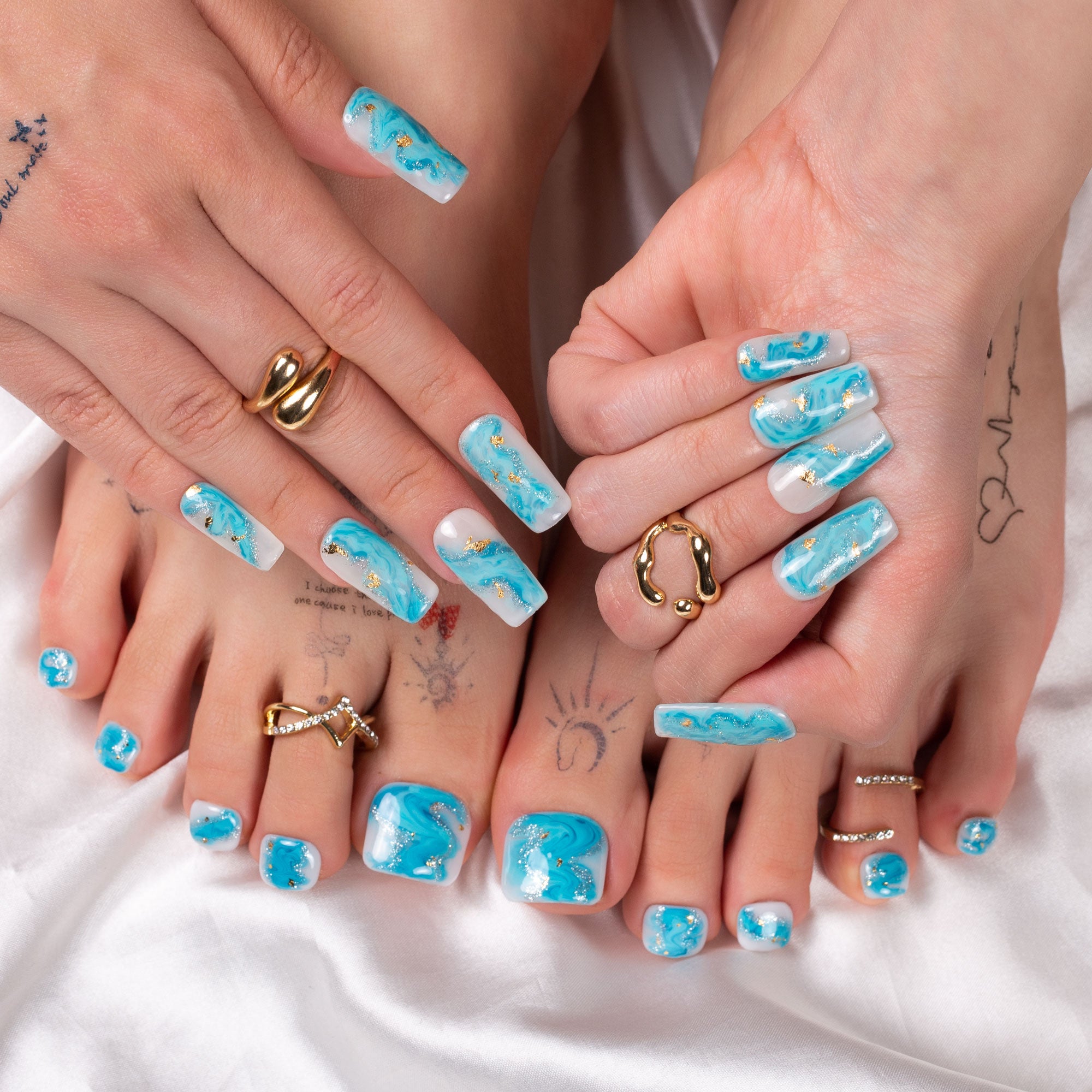 Blue Bay Wave Blue Combo Set Handmade Nails H63+T63