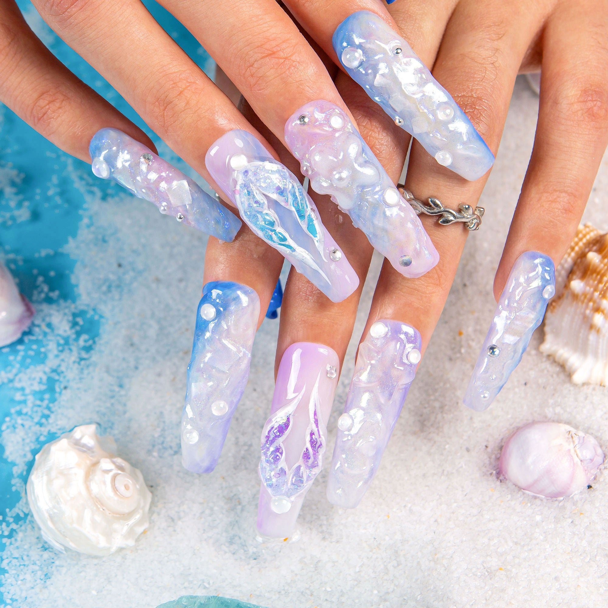 Pisces Moonrise Handmade Nails H592