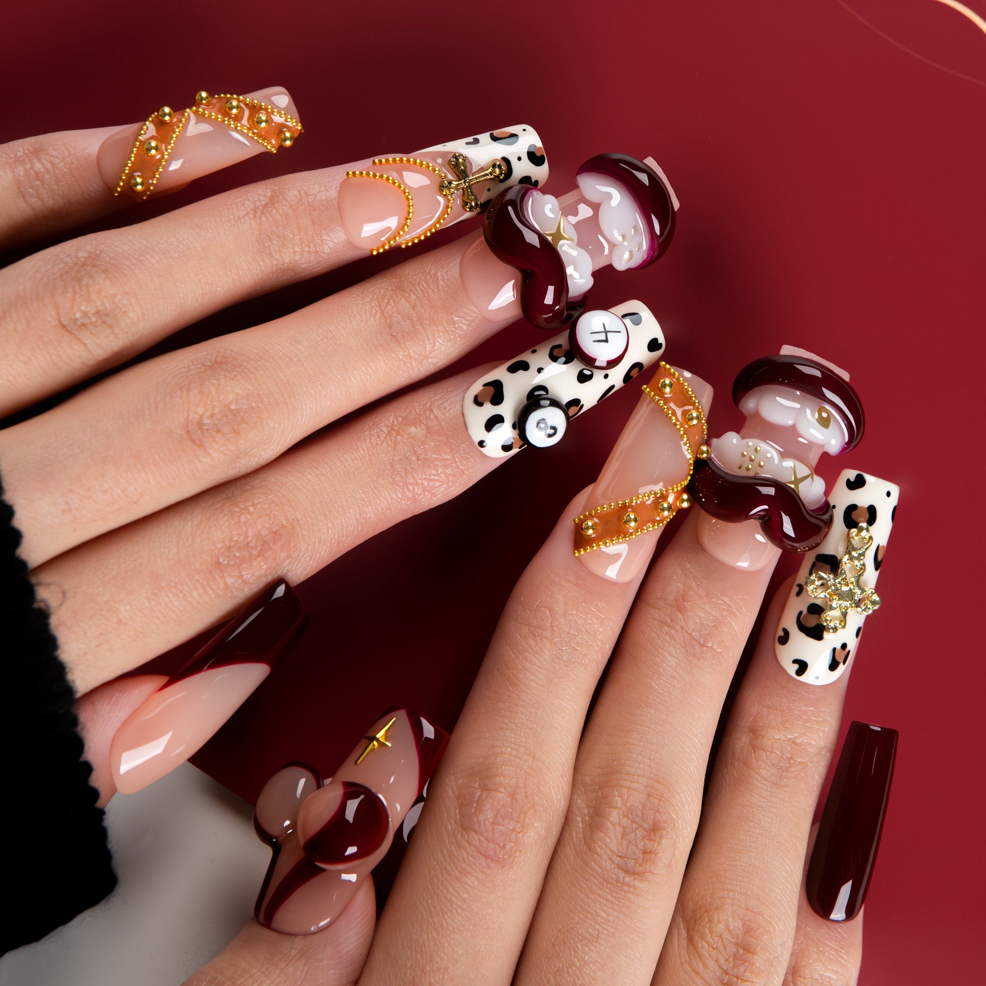 Crimson Temptation Handmade Nails H766