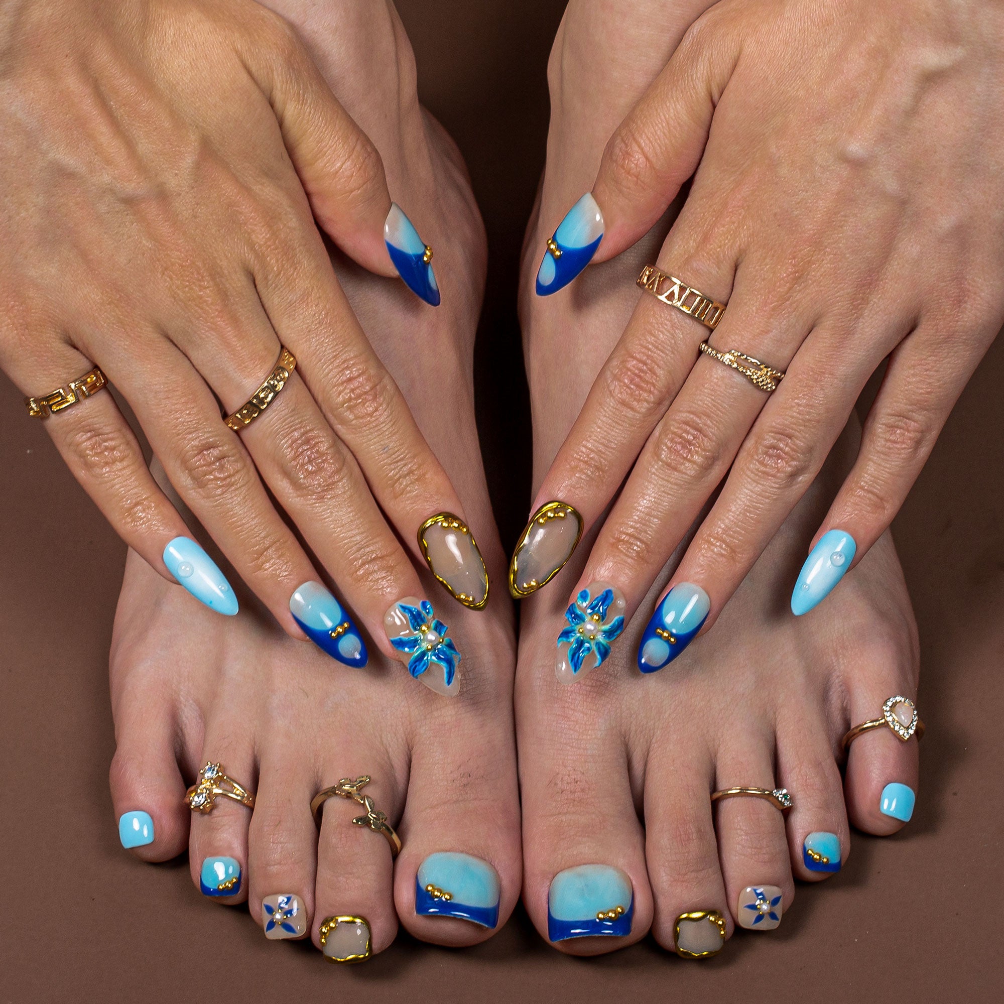 Azure Tide Combo Set Handmade Nails H500+T500