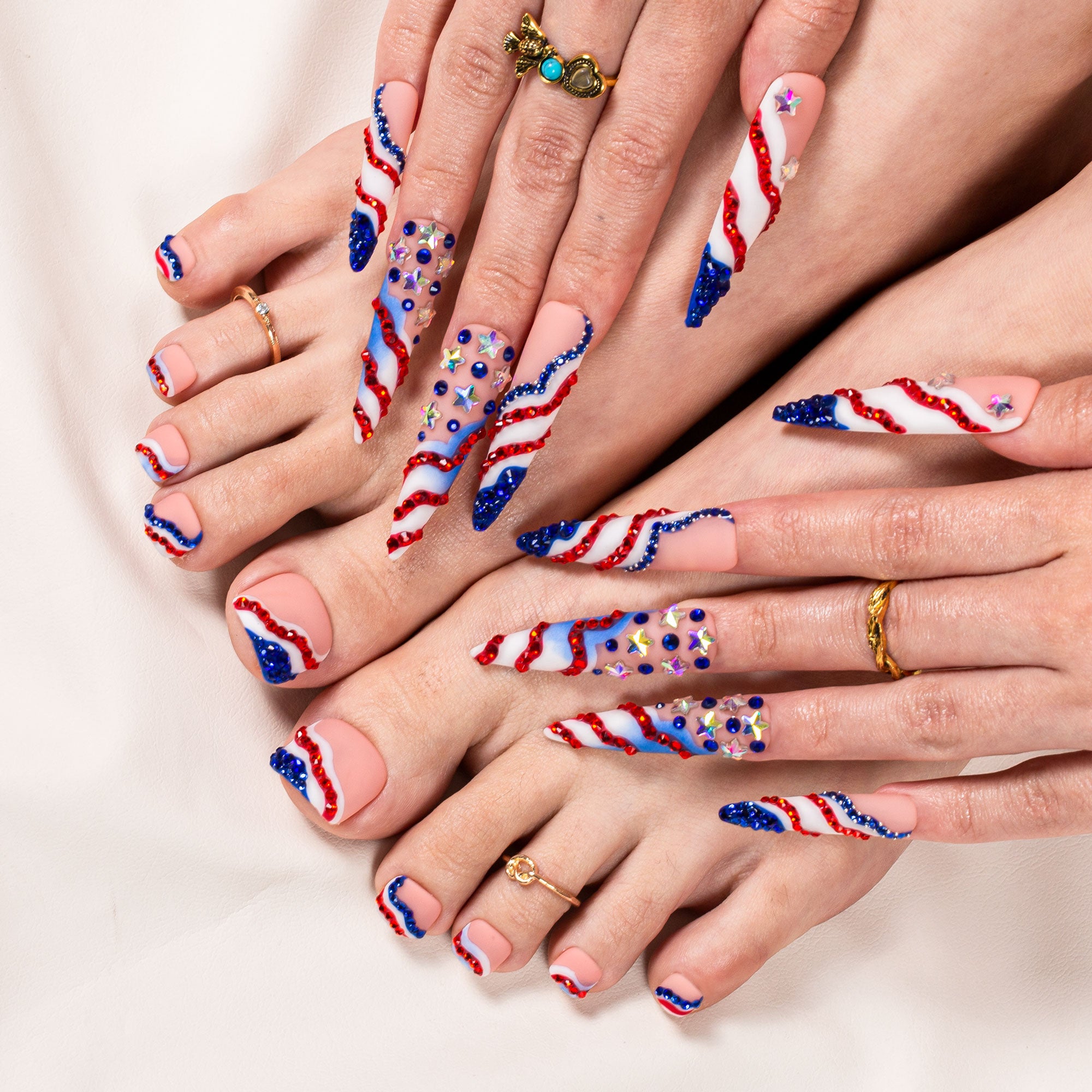 Drippin’ in Freedom Combo Set Handmade Nails H601+T601