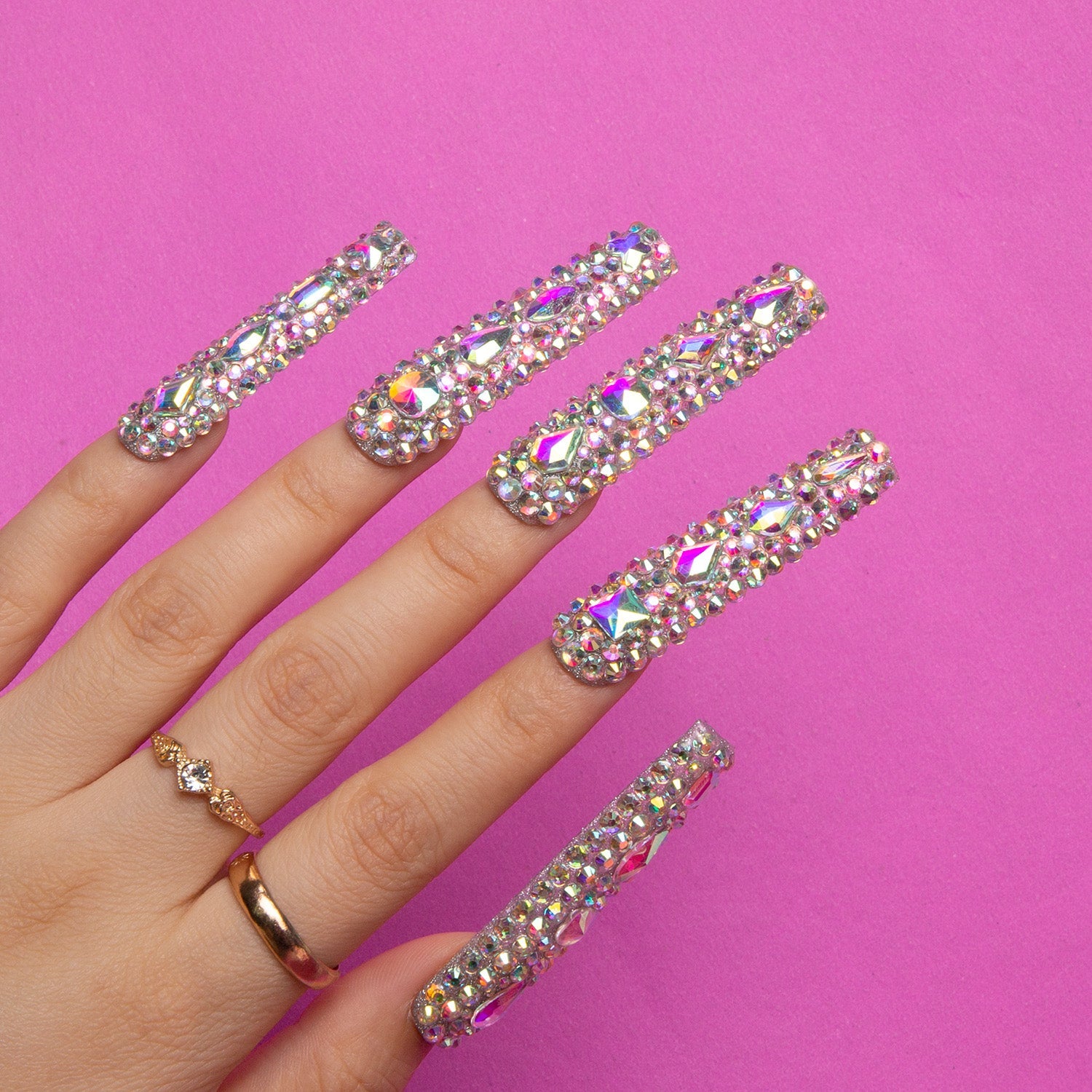 Rhinestone Square Press-on Nails - Eternal Stunning Collection