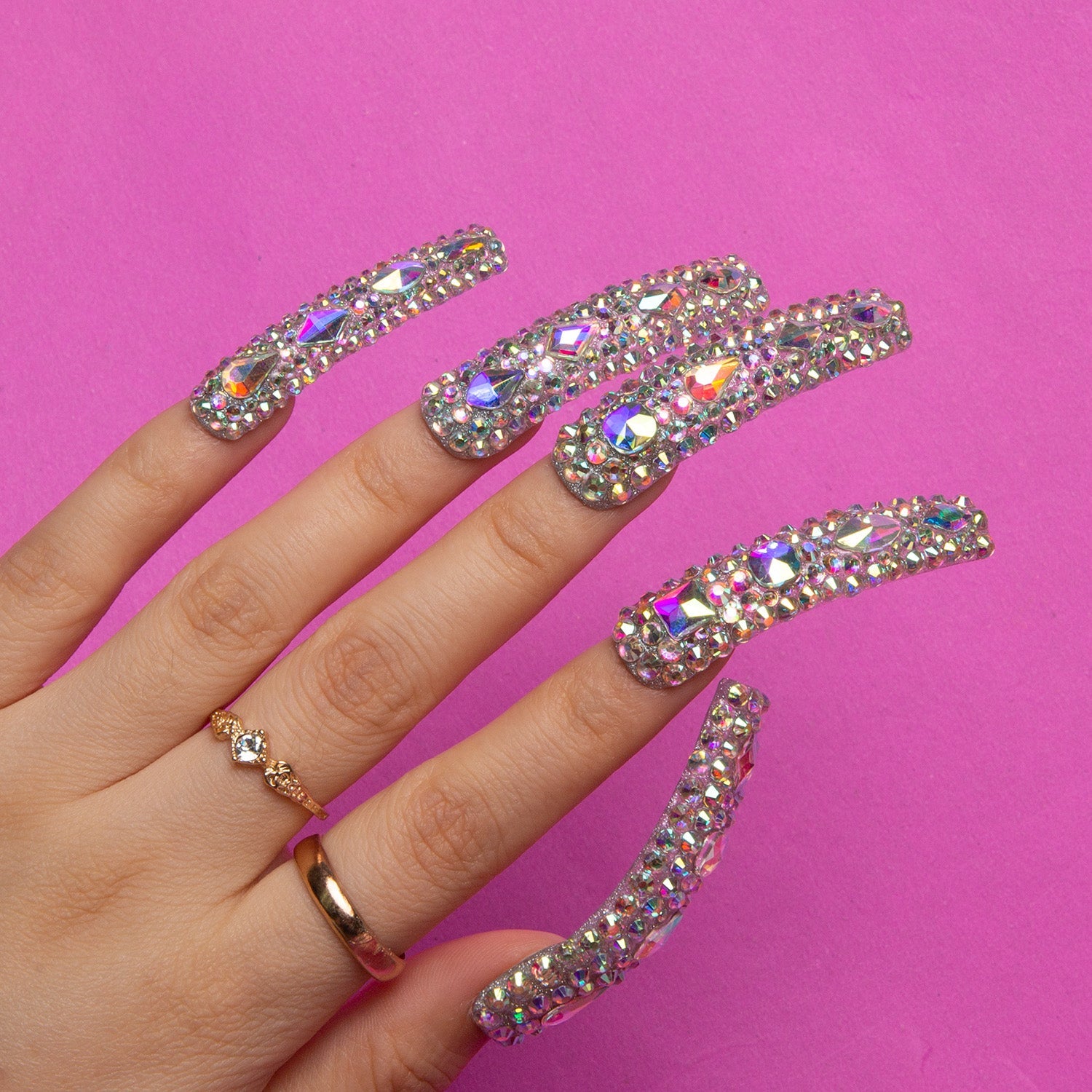 Eternal Stunning Rhinestone Handmade Curve Nails H46 RTS