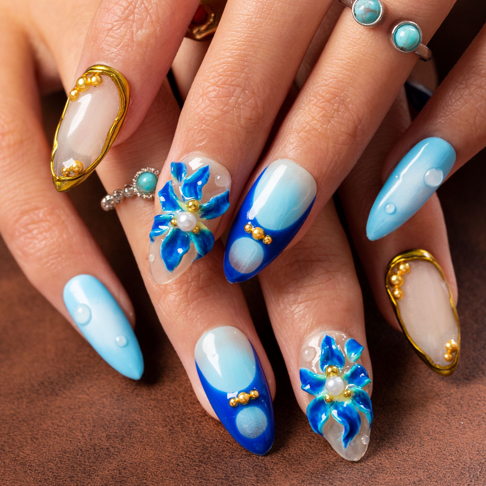 Azure Tide Handmade Almond Nails H500 RTS
