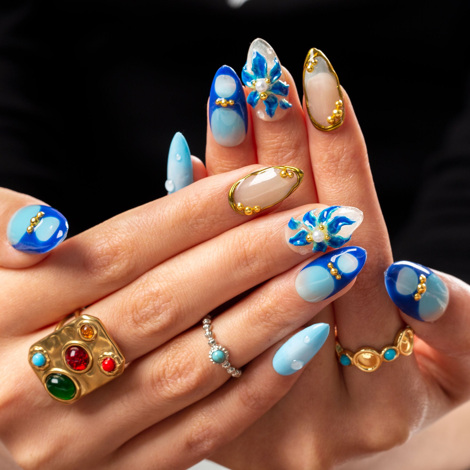 Azure Tide Handmade Almond Nails H500 RTS