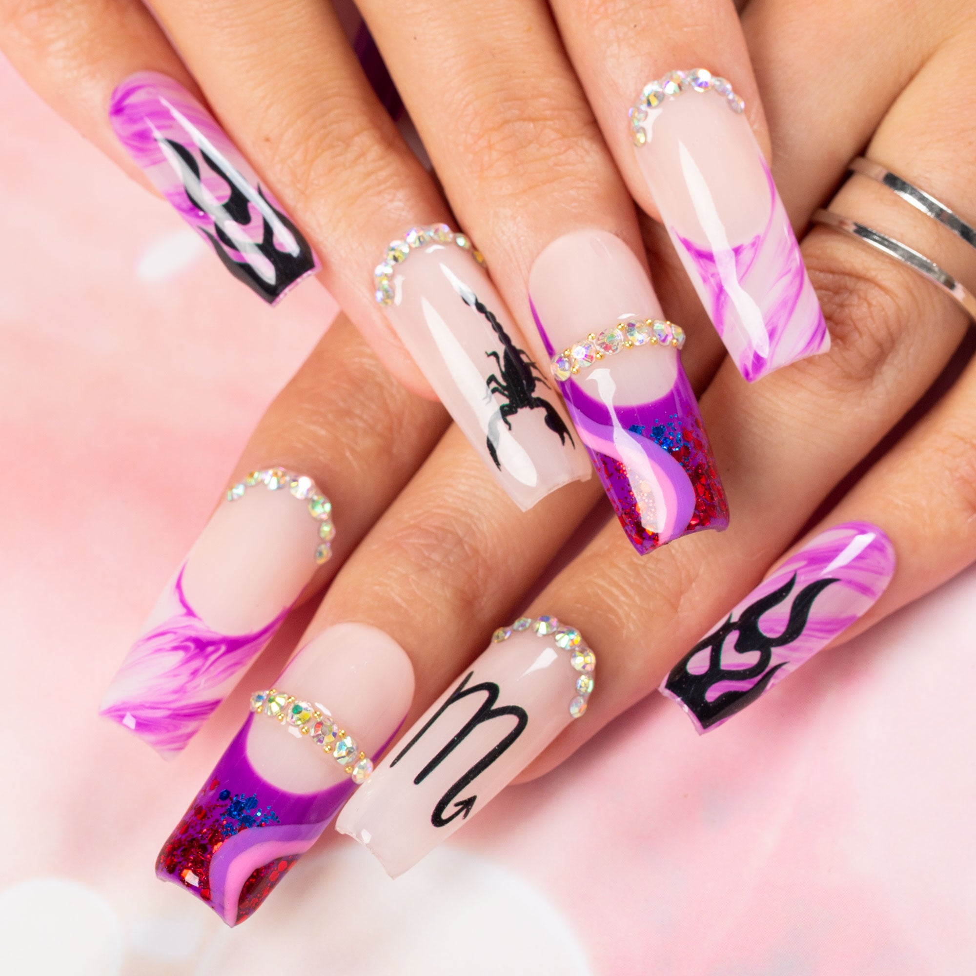 Scorpion Flame Handmade Nails H512