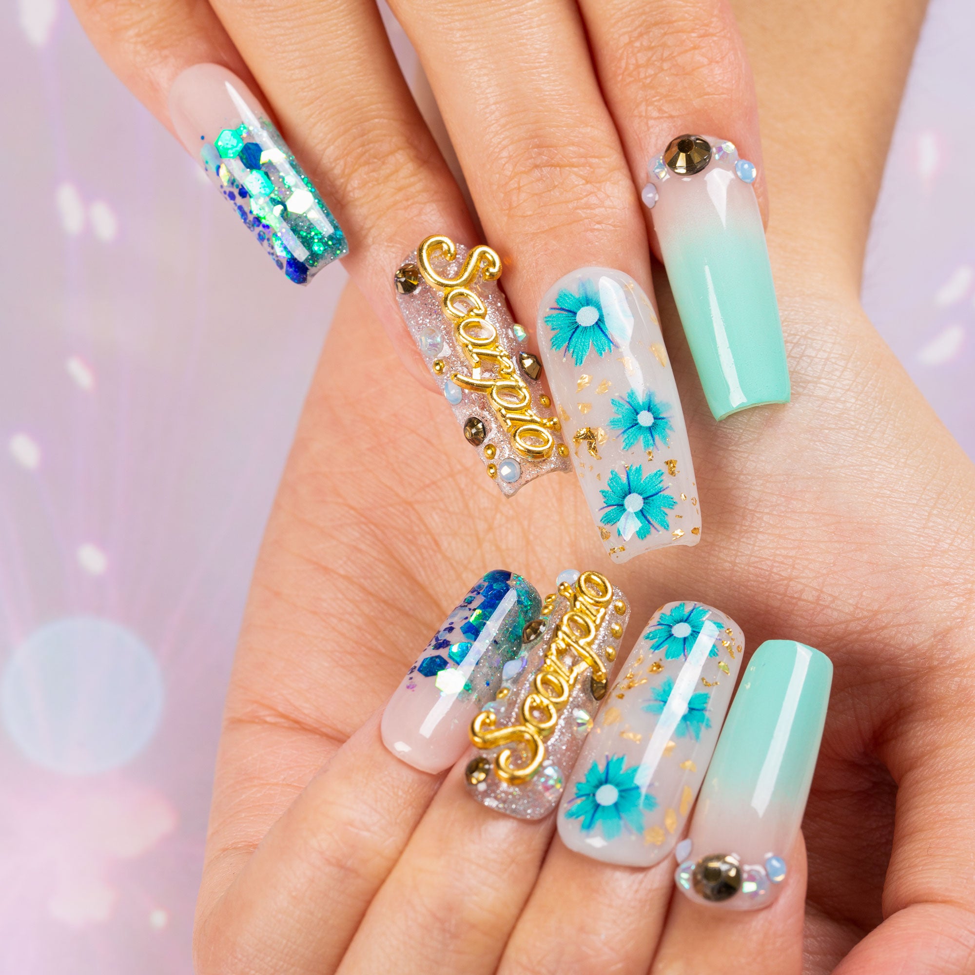 Ocean Scorpio Handmade Nails H511