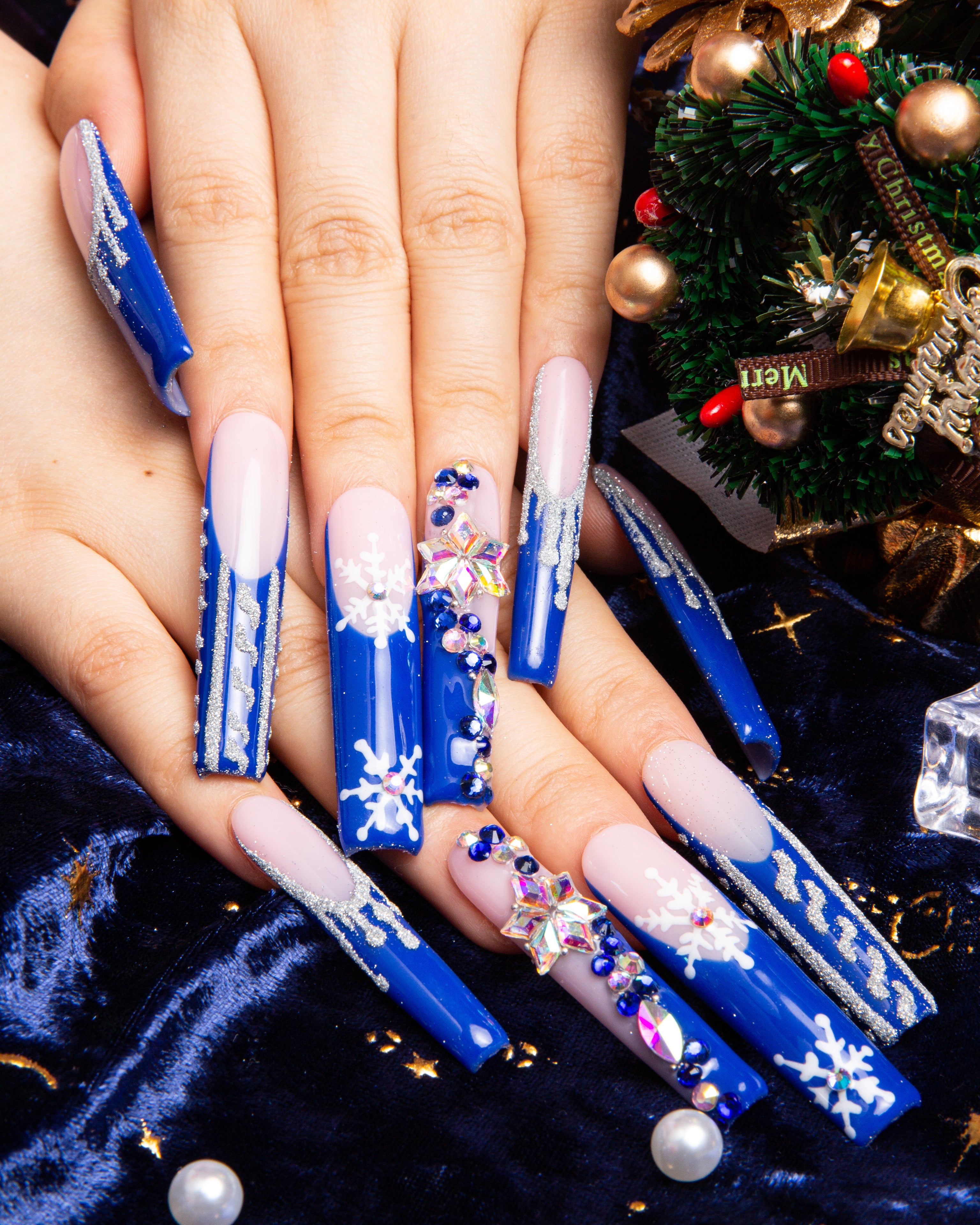 snow waltz press on nails