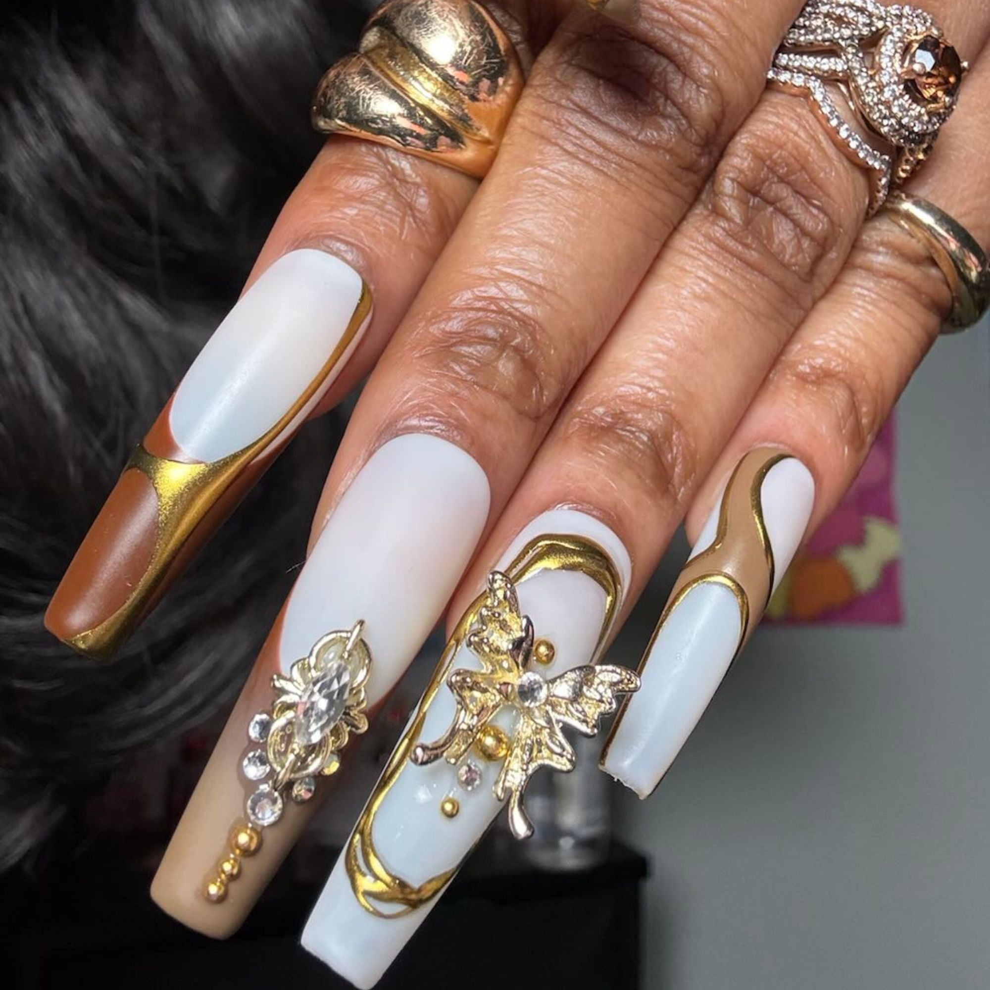 @youfunnyma x Lovful Creator Collab GOLDEN HOUR Handmade Nails C027