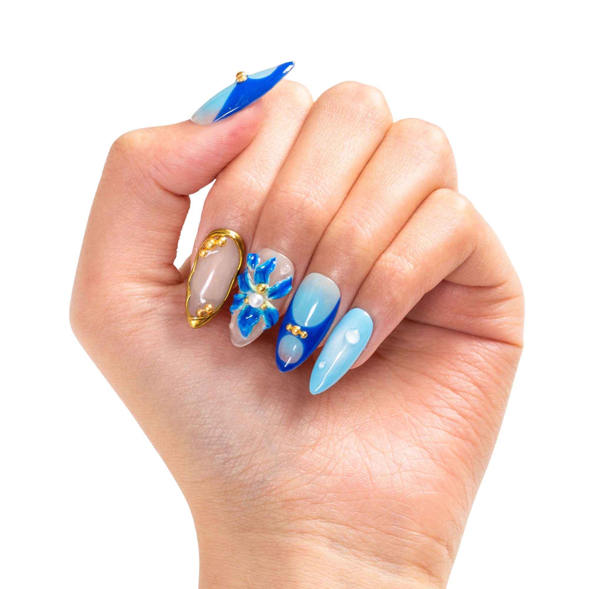 Azure Tide Handmade Almond Nails H500 RTS