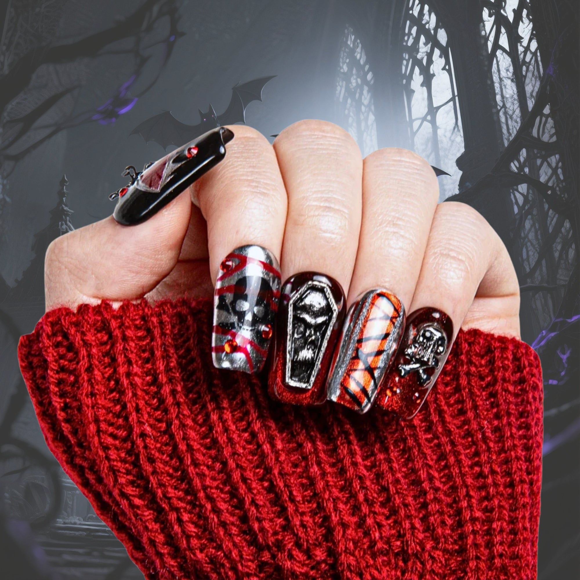 Bloody Scary Farm Handmade Nails H340